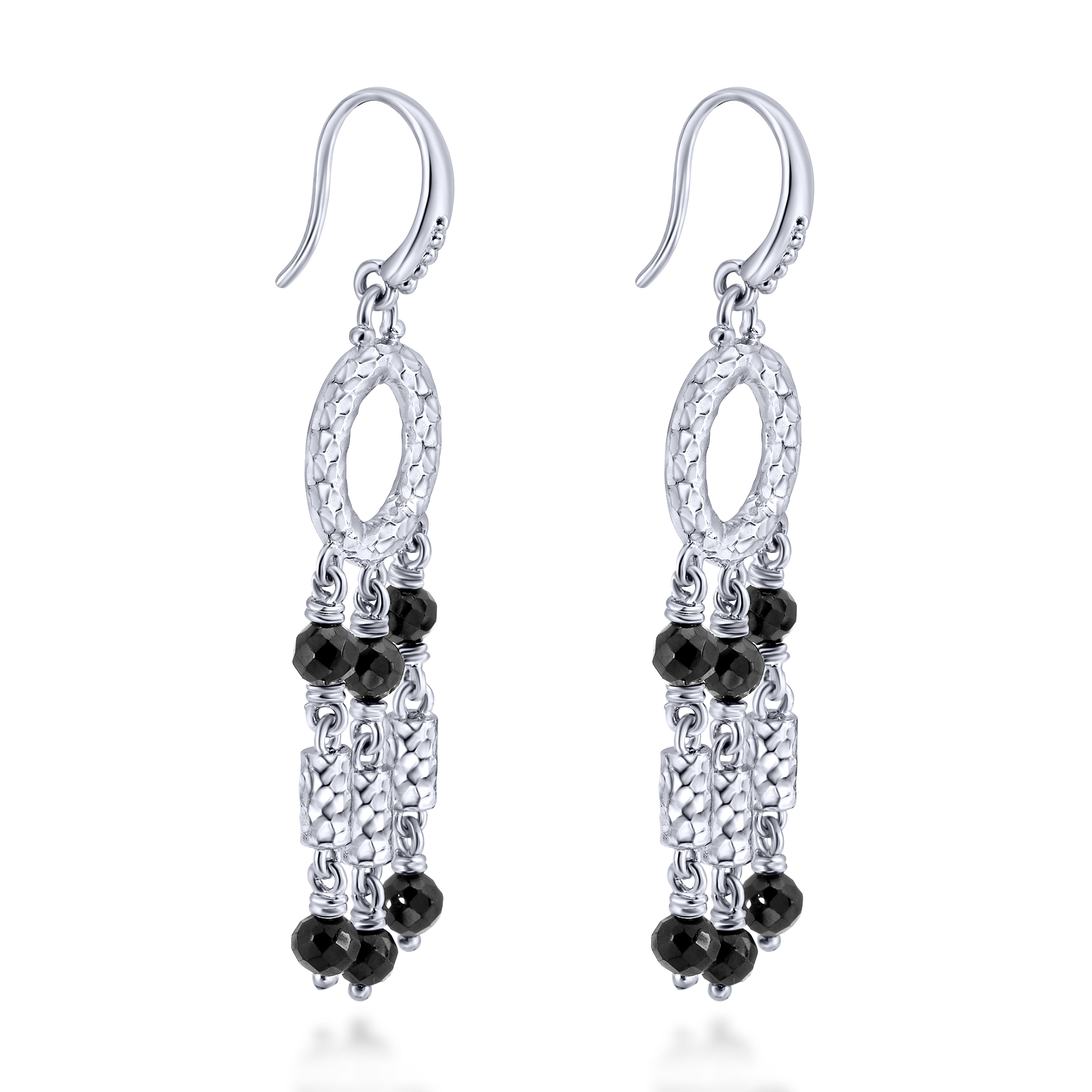 925 Silver Black Spinel Drop Earrings angle 2 925 Silver Black Spinel Drop Earrings angle 2
