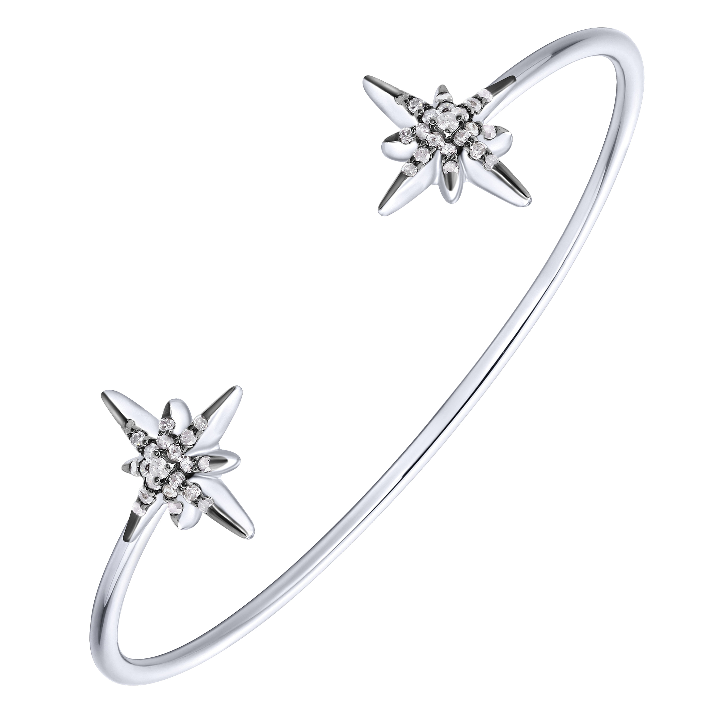 925 Silver Candlelight Diamond Bangle angle 2 925 Silver Candlelight Diamond Bangle angle 2