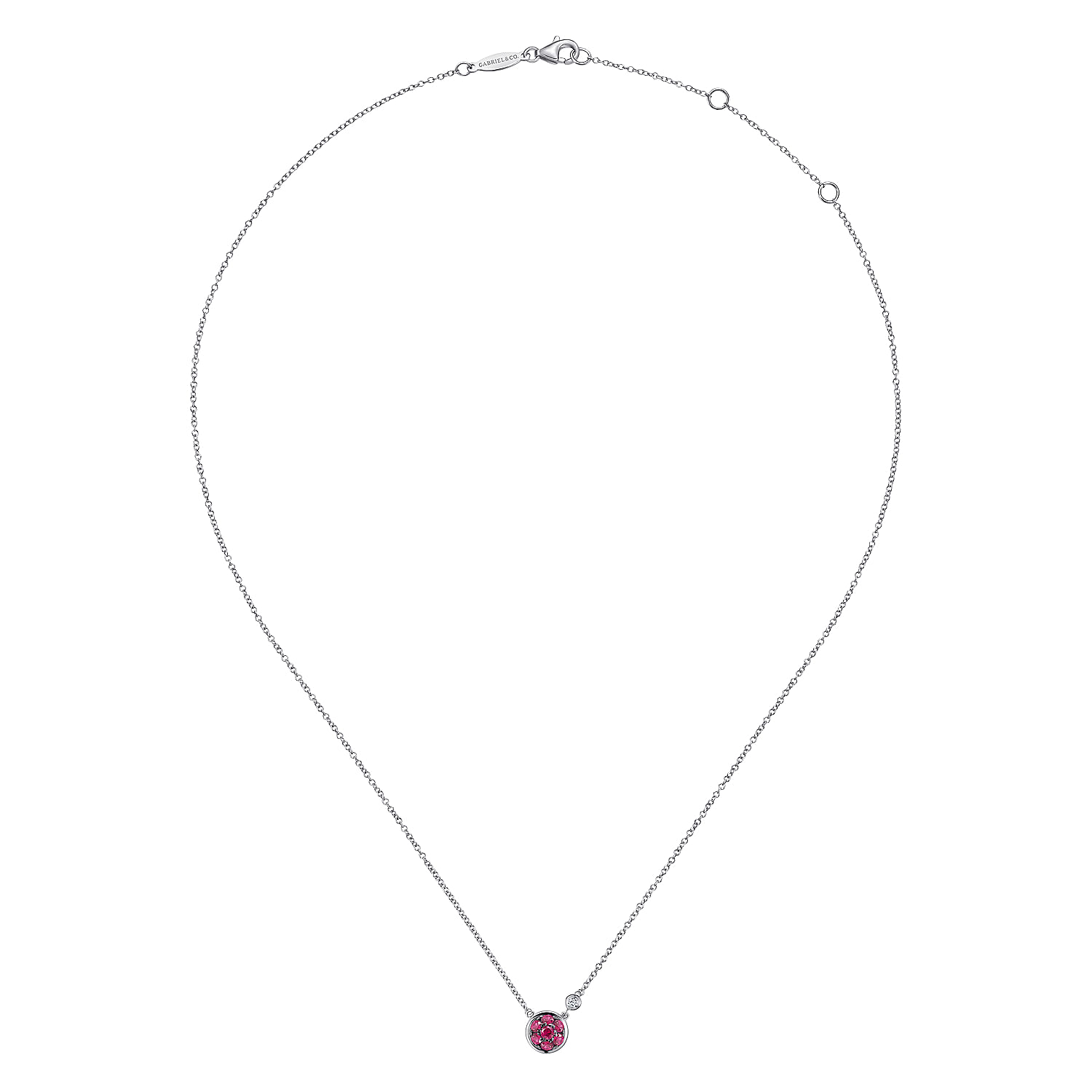 925 Silver Diamond And Ruby Fashion Necklace angle 2 925 Silver Diamond And Ruby Fashion Necklace angle 2