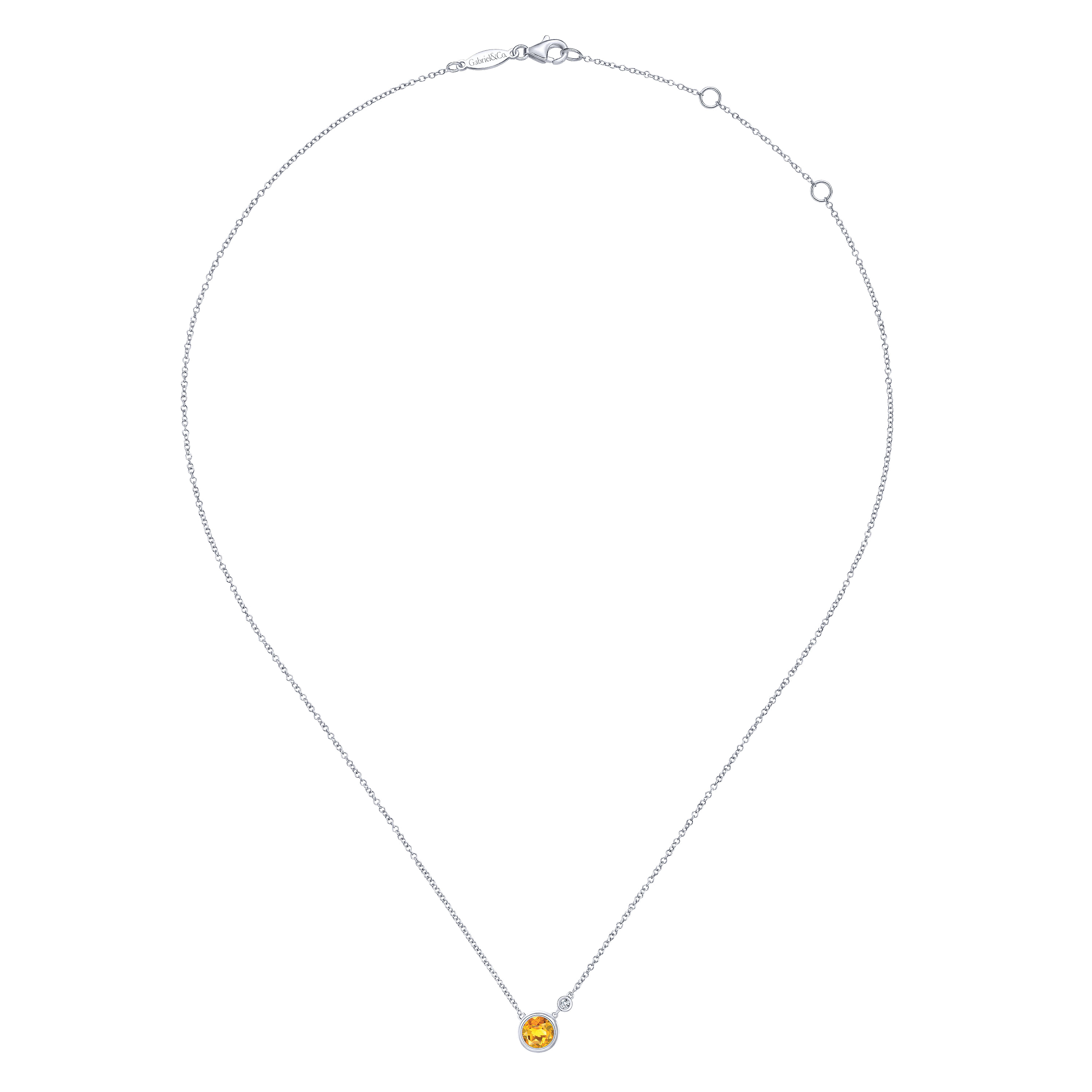 925 Silver Diamond Citrine Fashion Necklace angle 2 925 Silver Diamond Citrine Fashion Necklace angle 2