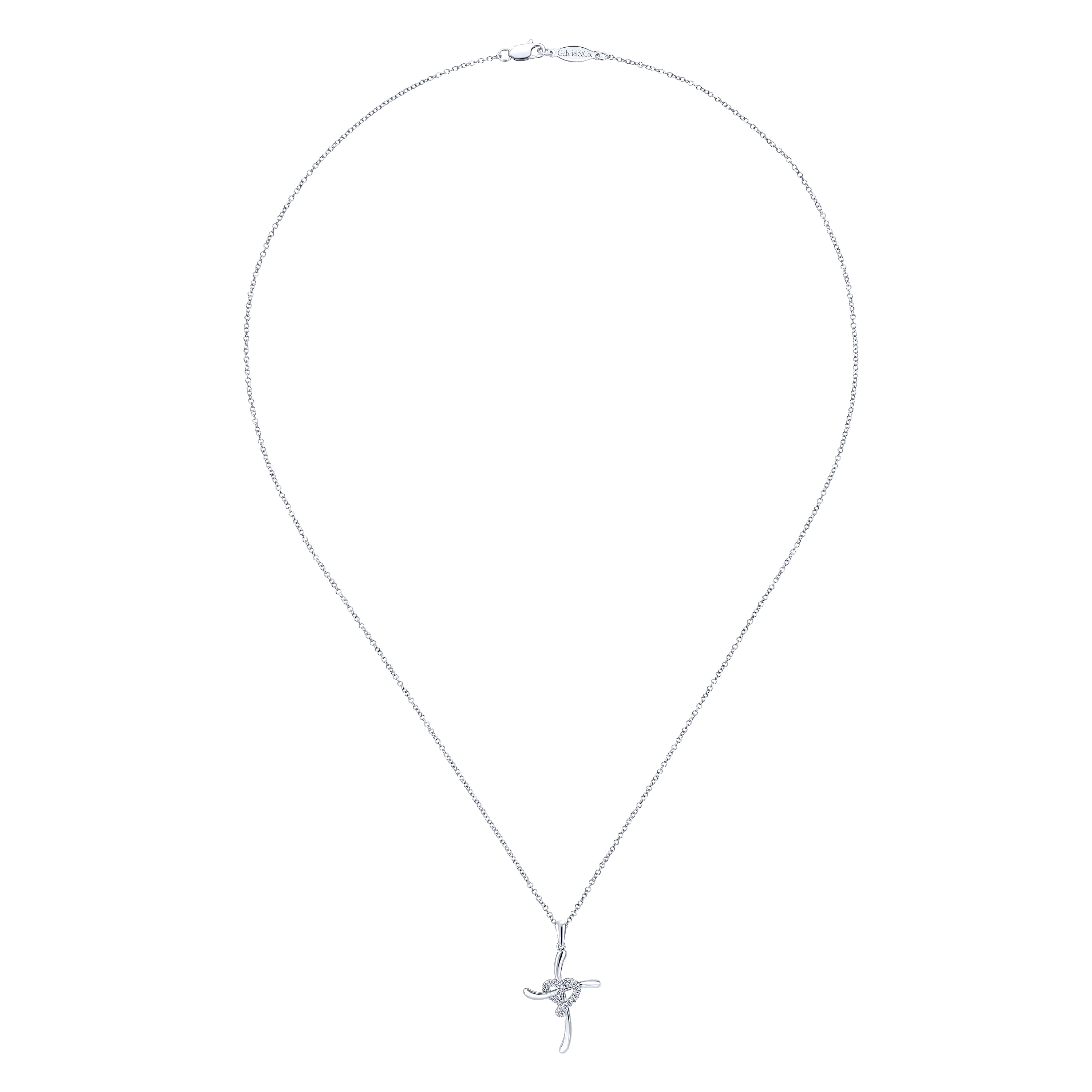 925 Silver Diamond Cross Necklace angle 2 925 Silver Diamond Cross Necklace angle 2