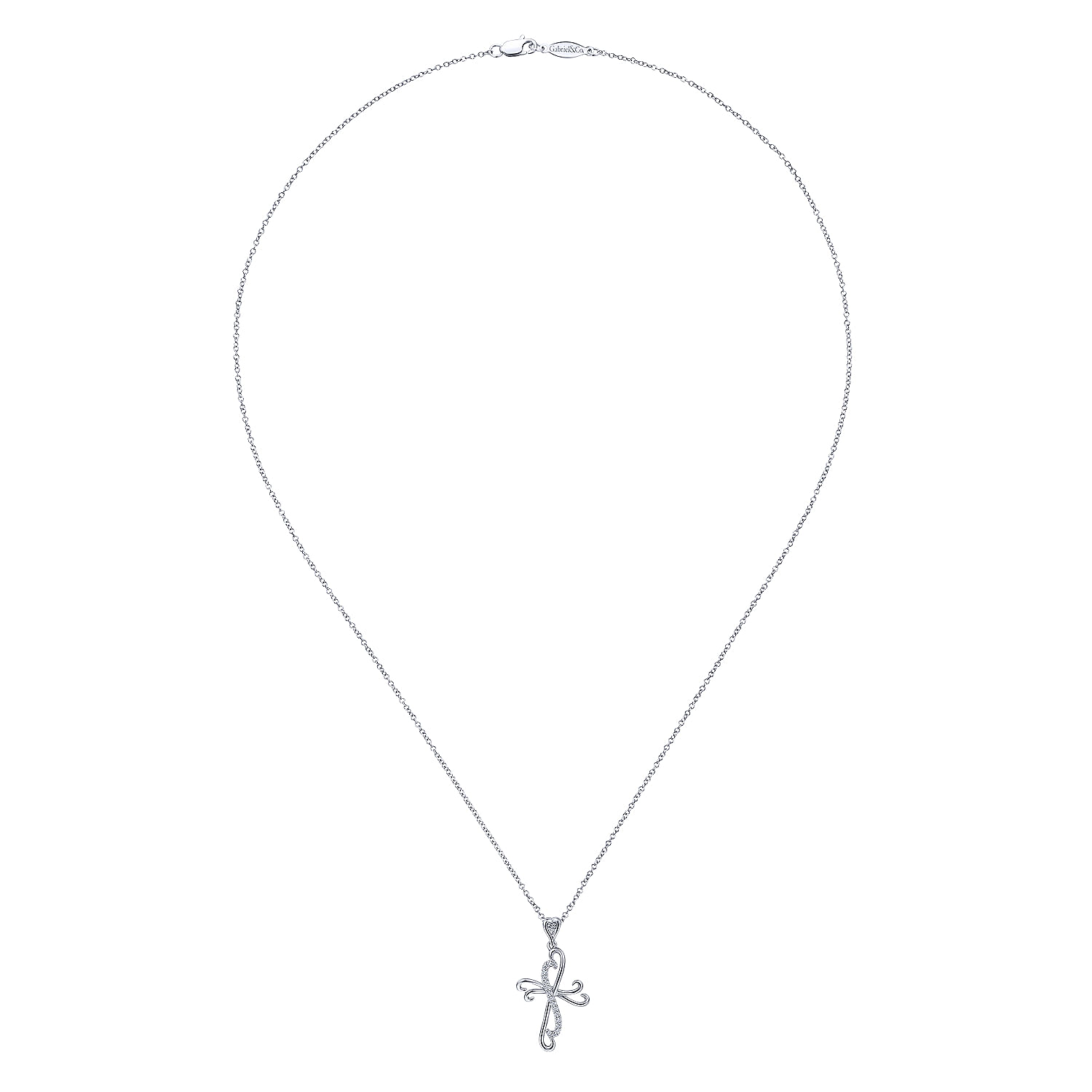 925 Silver Diamond Cross Necklace angle 2 925 Silver Diamond Cross Necklace angle 2