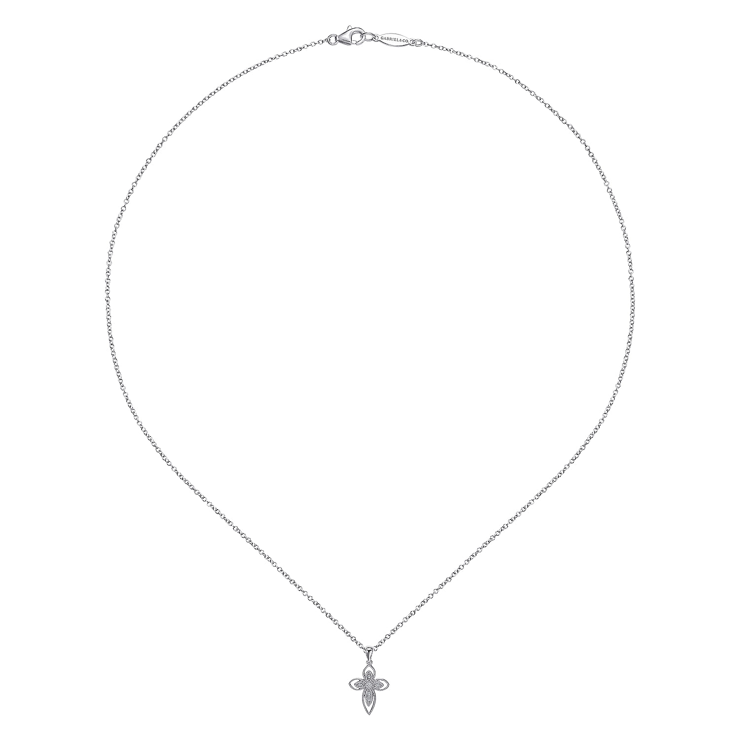 925 Silver Diamond Cross Necklace angle 2 925 Silver Diamond Cross Necklace angle 2