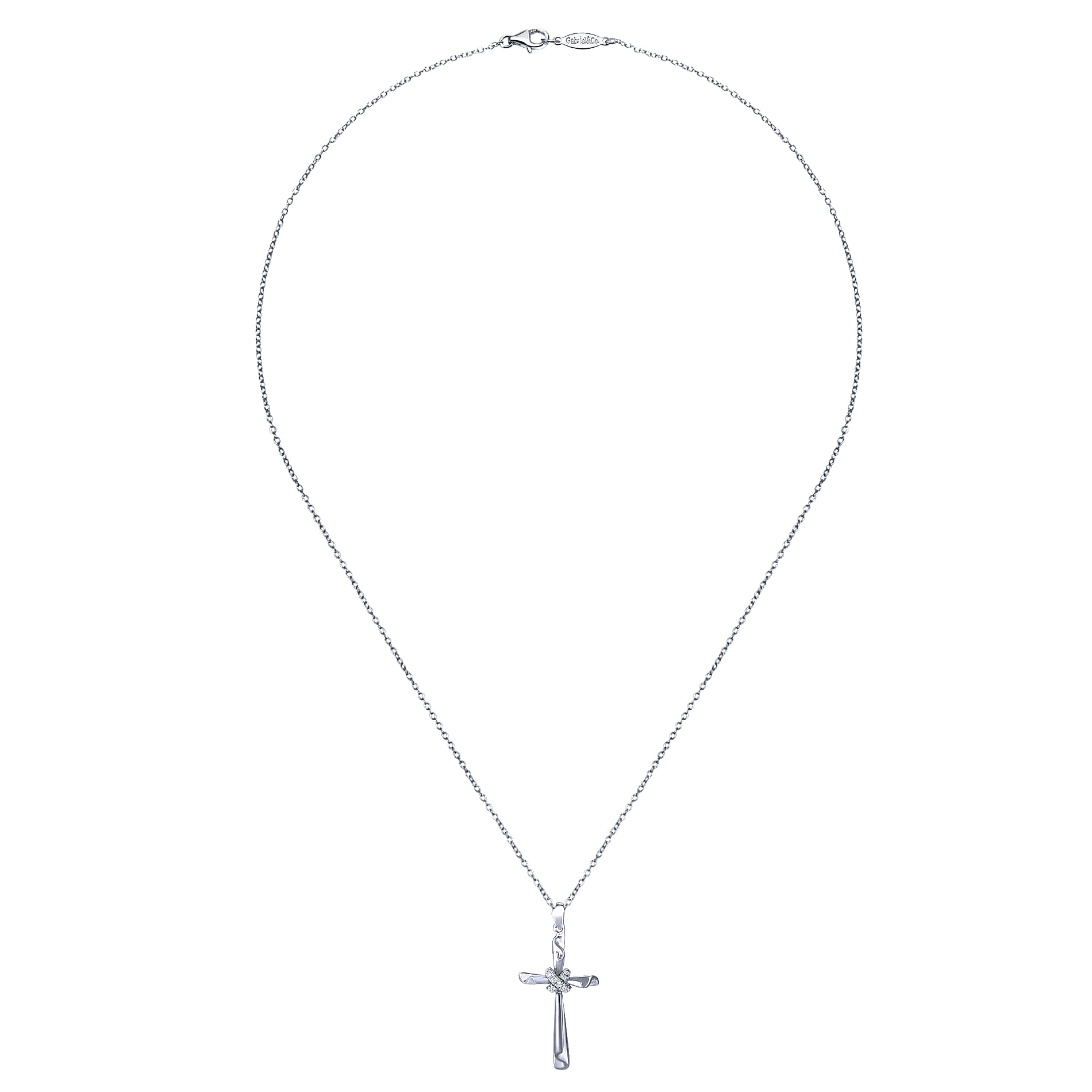 925 Silver Diamond Cross Necklace angle 2 925 Silver Diamond Cross Necklace angle 2