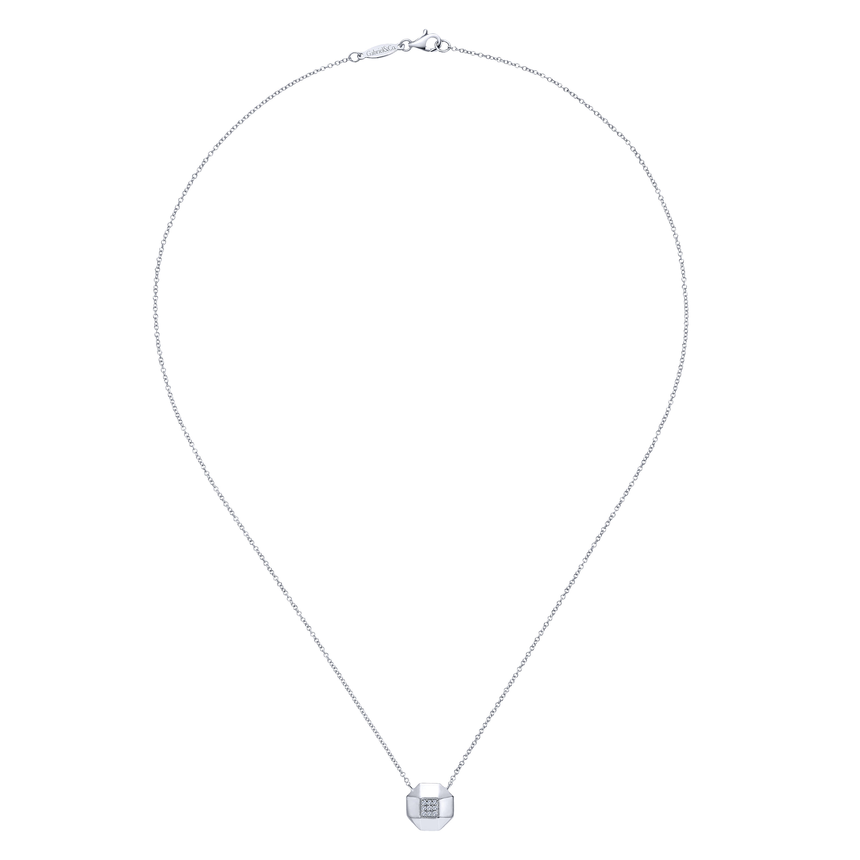925 Silver Diamond Fashion Necklace angle 2 925 Silver Diamond Fashion Necklace angle 2