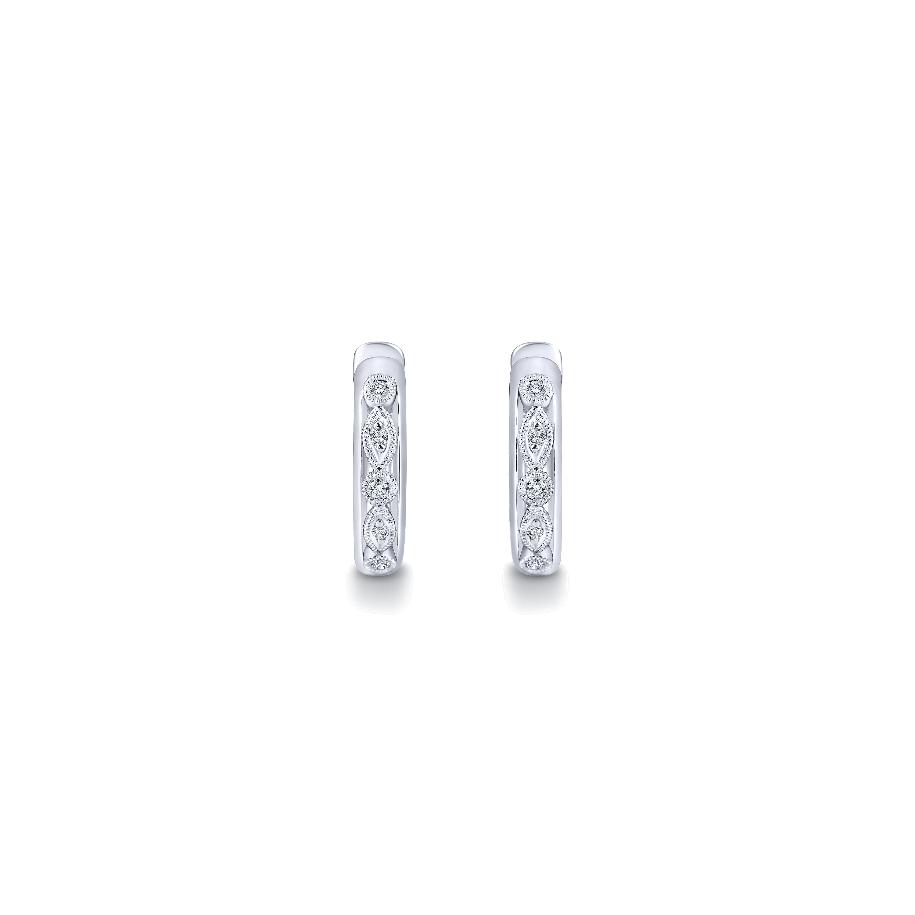 925 Silver Diamond Pavé Huggie Earrings angle 3 925 Silver Diamond Pavé Huggie Earrings angle 3