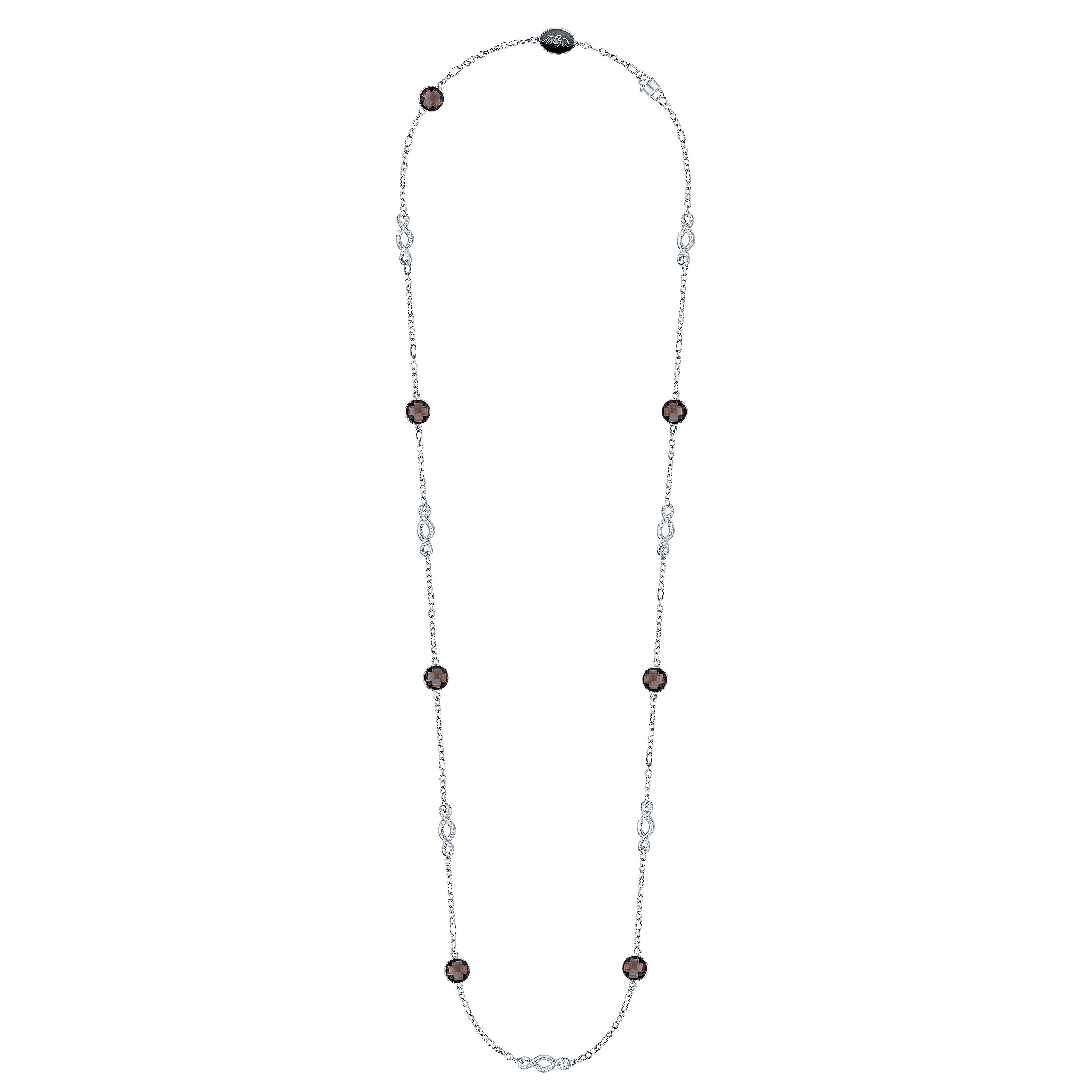 925 Silver Infinite Gems Station Necklace angle 2 925 Silver Infinite Gems Station Necklace angle 2