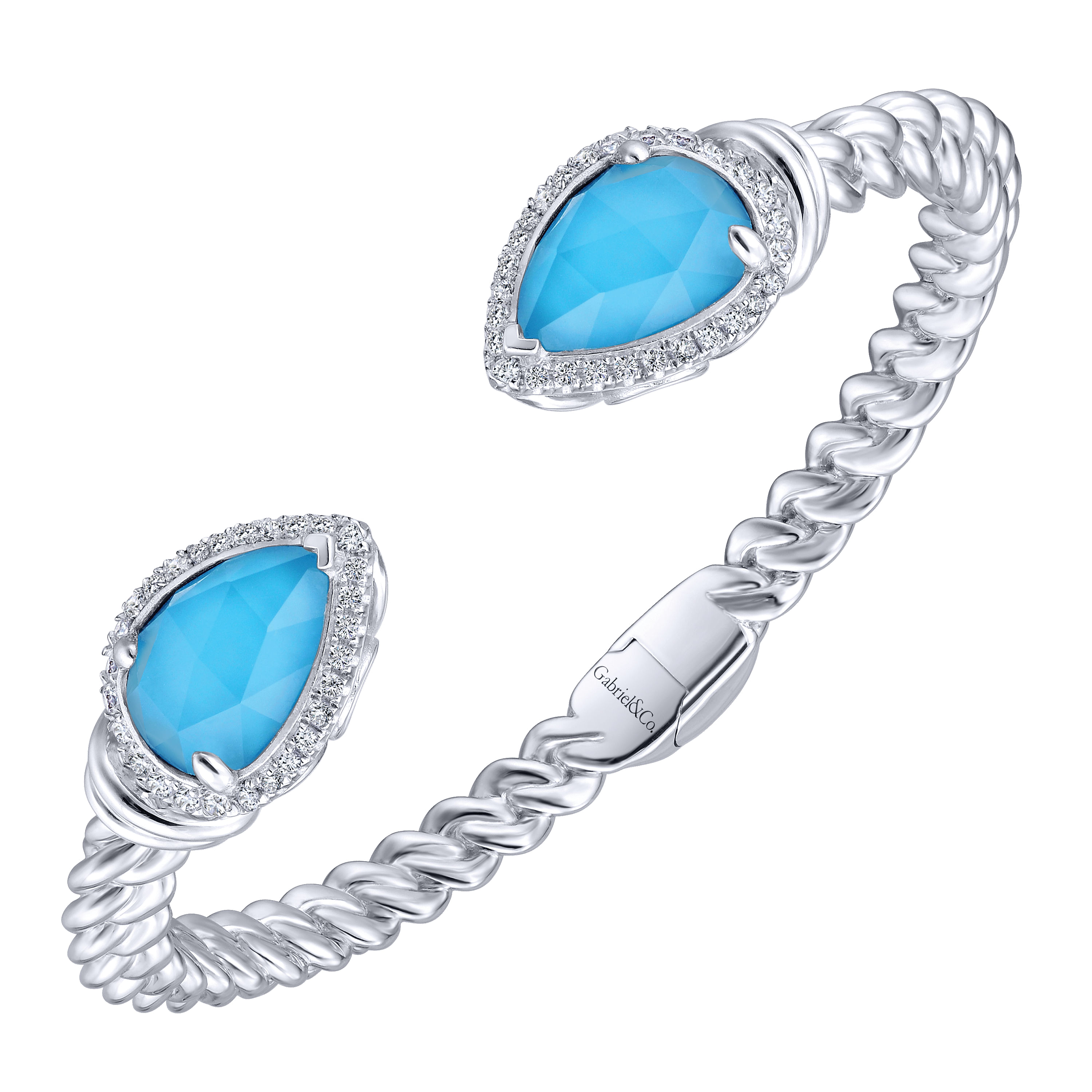 925 Silver Multi Color Stones Bangle angle 2 925 Silver Multi Color Stones Bangle angle 2