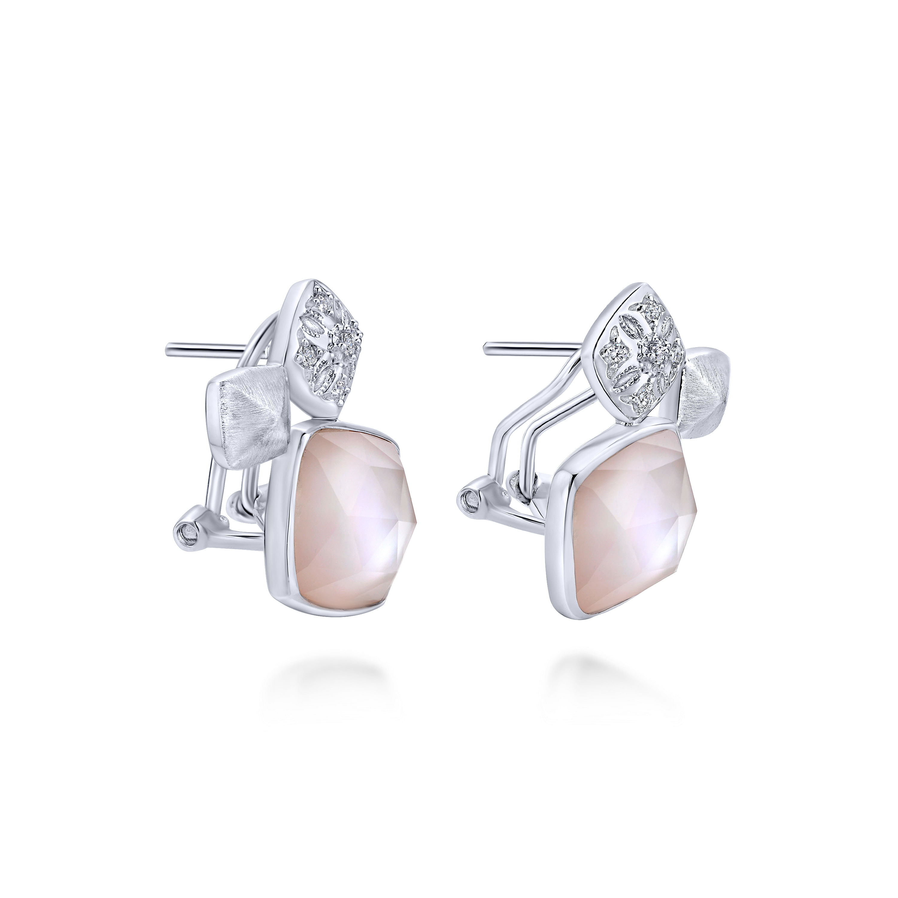 925 Silver Multi Color Stones Drop Earrings angle 2 925 Silver Multi Color Stones Drop Earrings angle 2