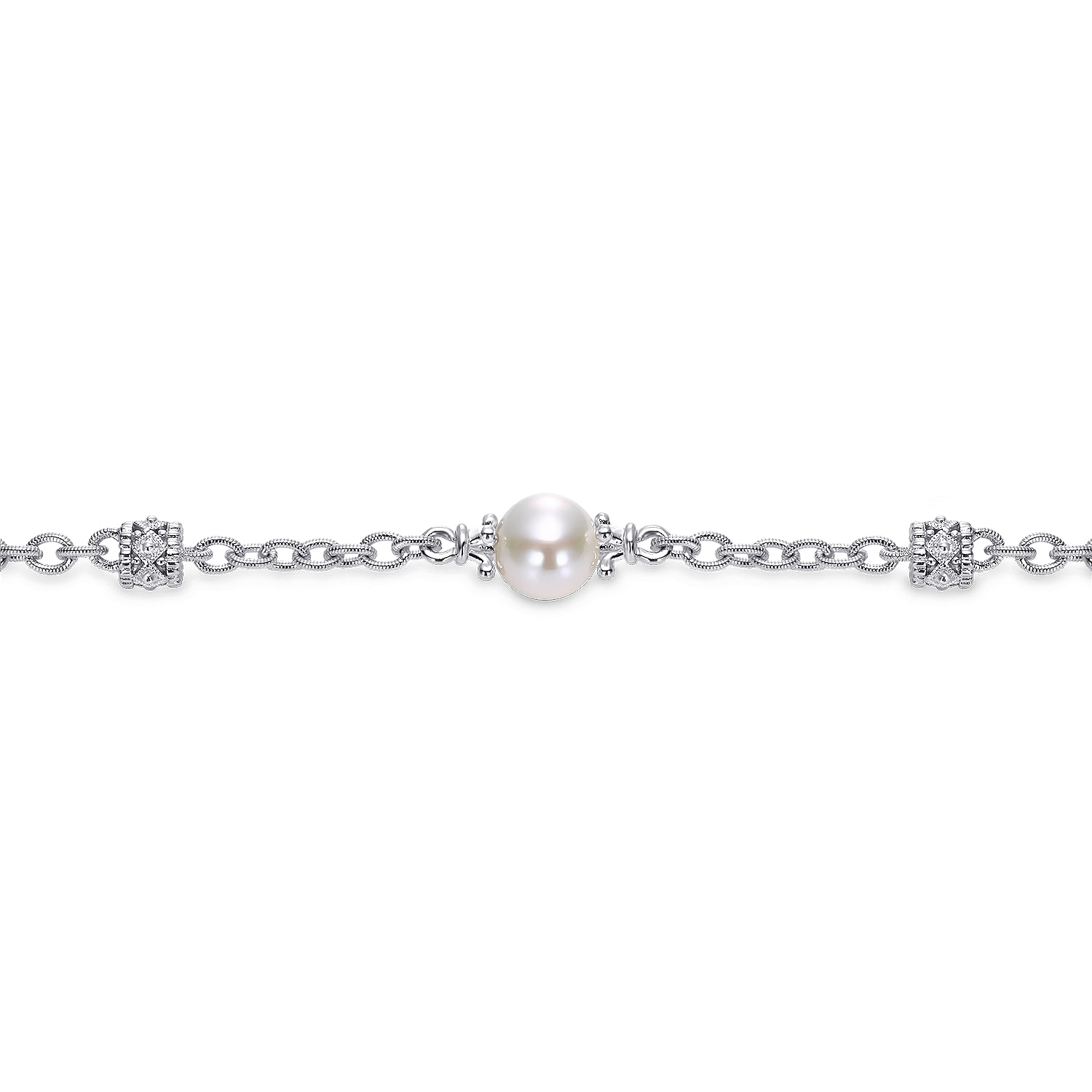 925 Silver Pearl Chain Bracelet angle 2 925 Silver Pearl Chain Bracelet angle 2
