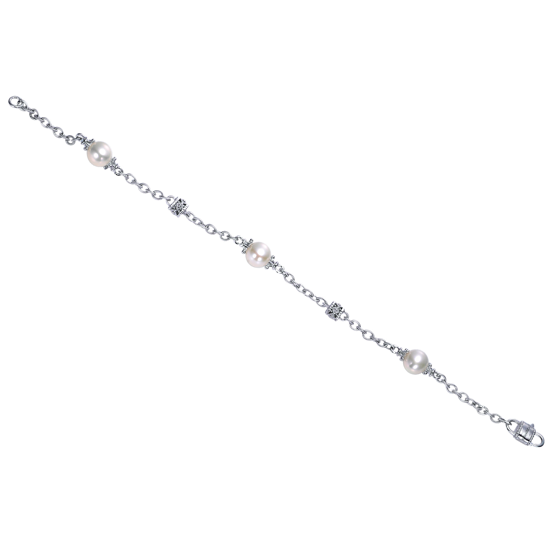 925 Silver Pearl Chain Bracelet angle 3 925 Silver Pearl Chain Bracelet angle 3