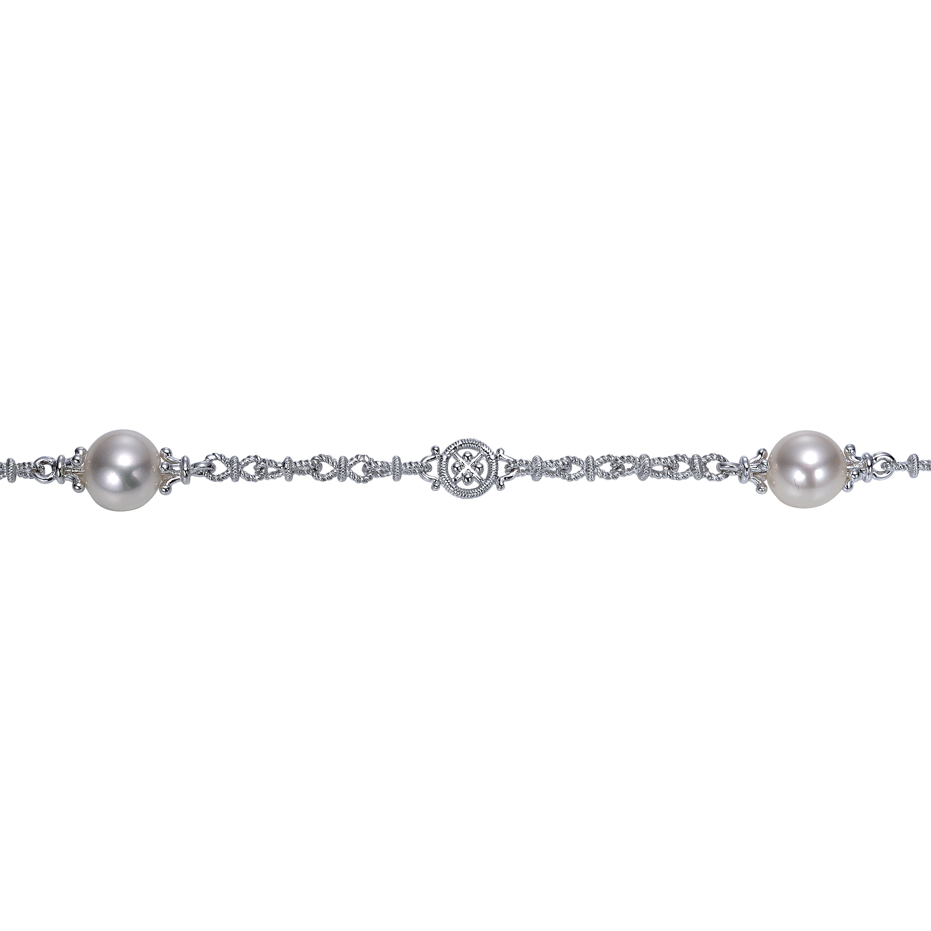925 Silver Pearl Chain Bracelet angle 2 925 Silver Pearl Chain Bracelet angle 2
