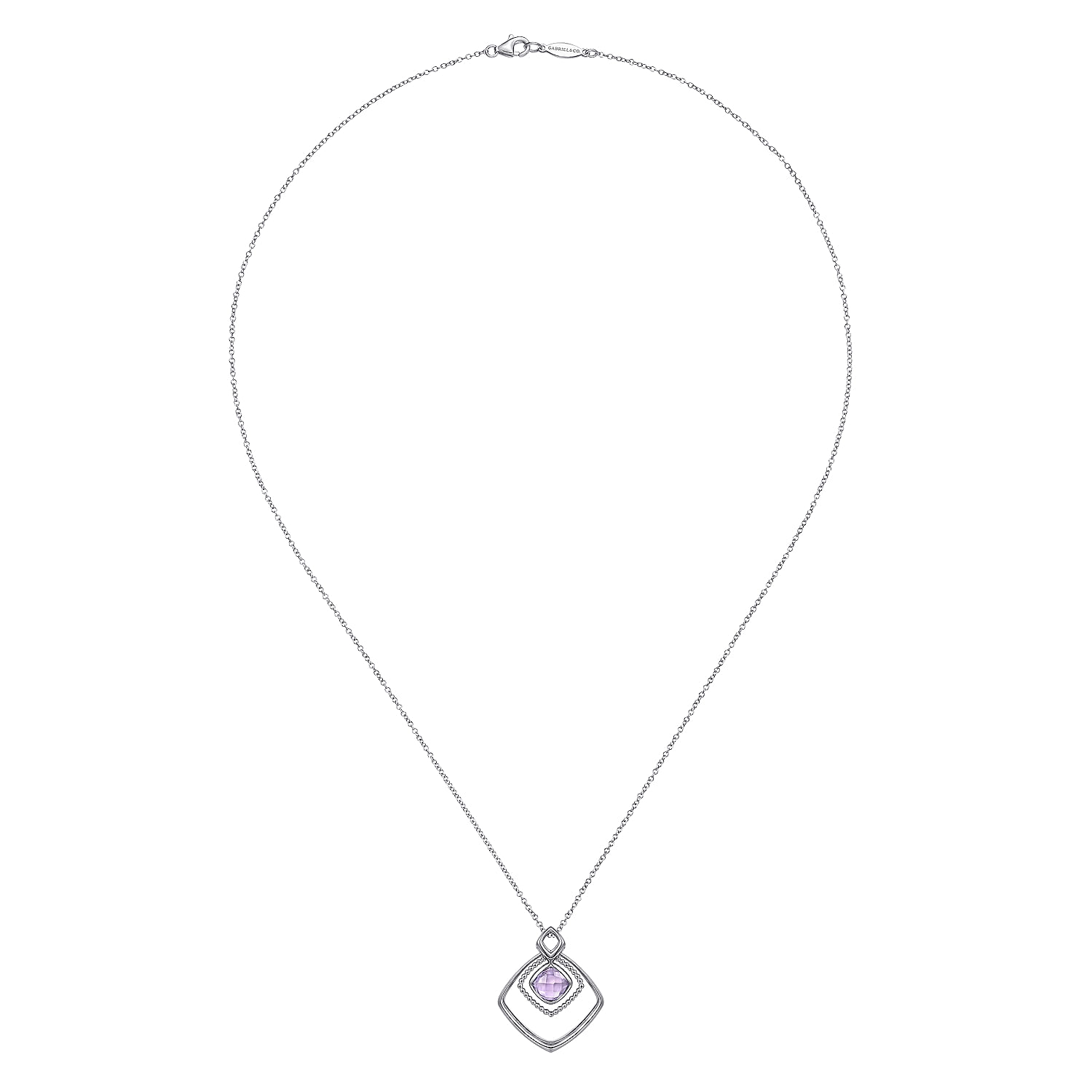 925 Silver Pink Amethyst Fashion Necklace angle 2 925 Silver Pink Amethyst Fashion Necklace angle 2