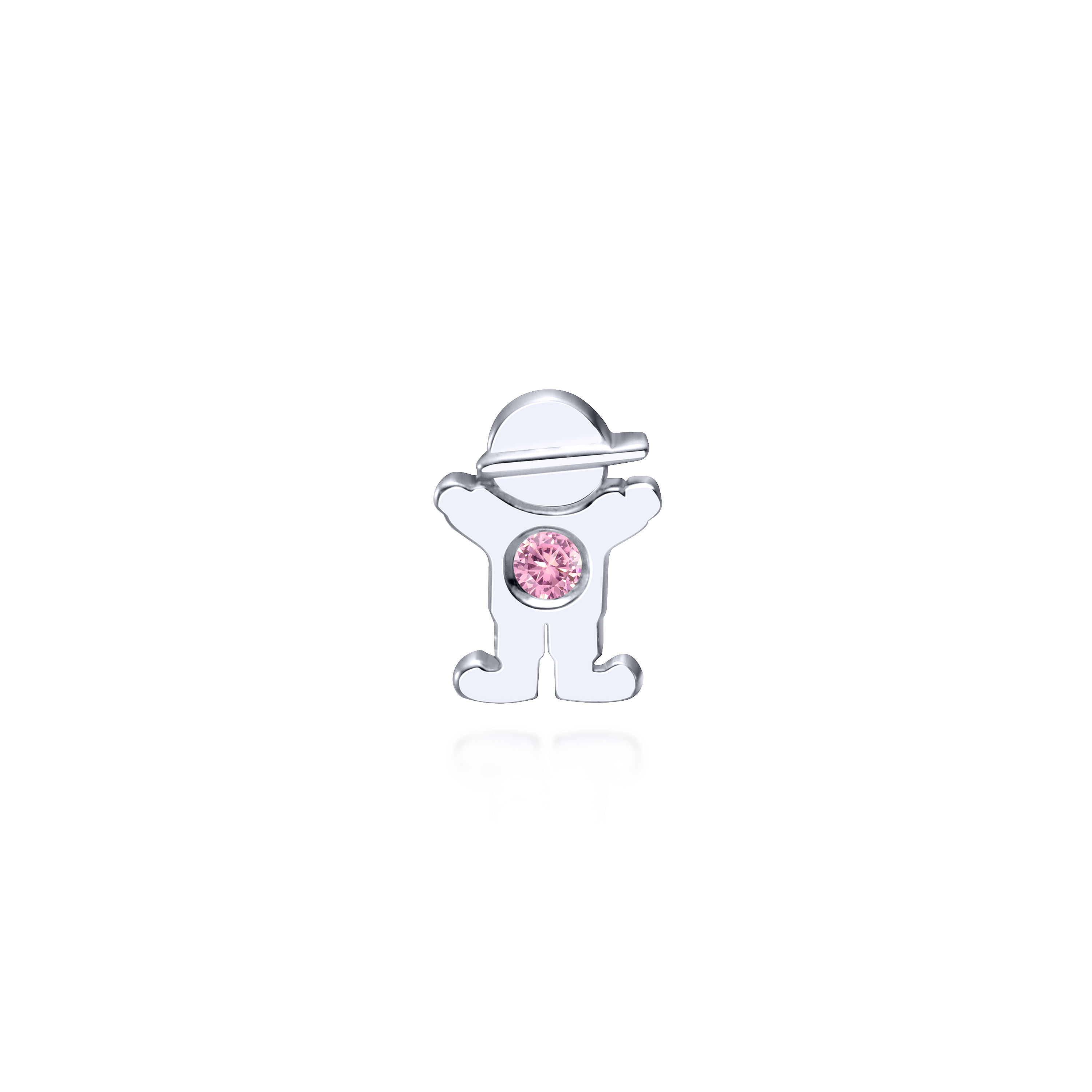 925 Silver Pink Created Zircon Locket Charm 925 Silver Pink Created Zircon Locket Charm