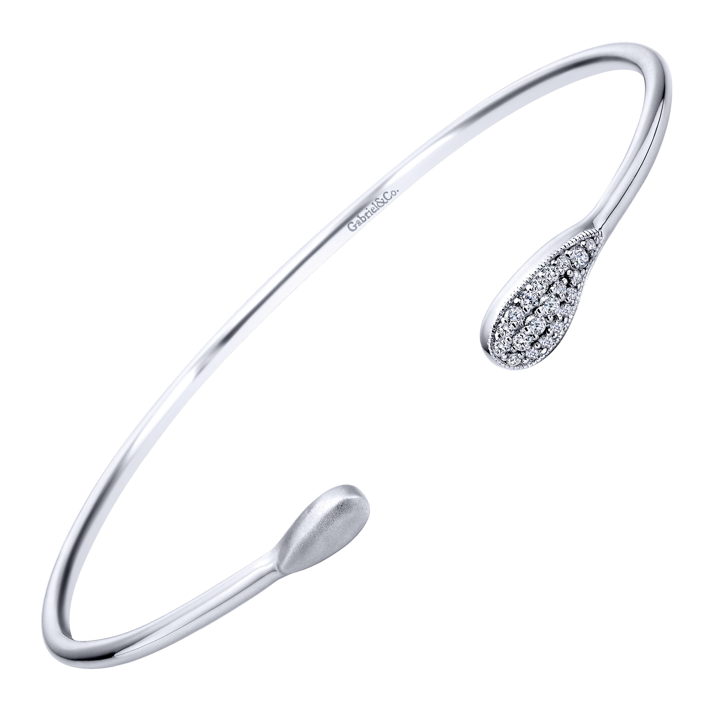 925 Silver Round Diamond Bangle angle 2 925 Silver Round Diamond Bangle angle 2