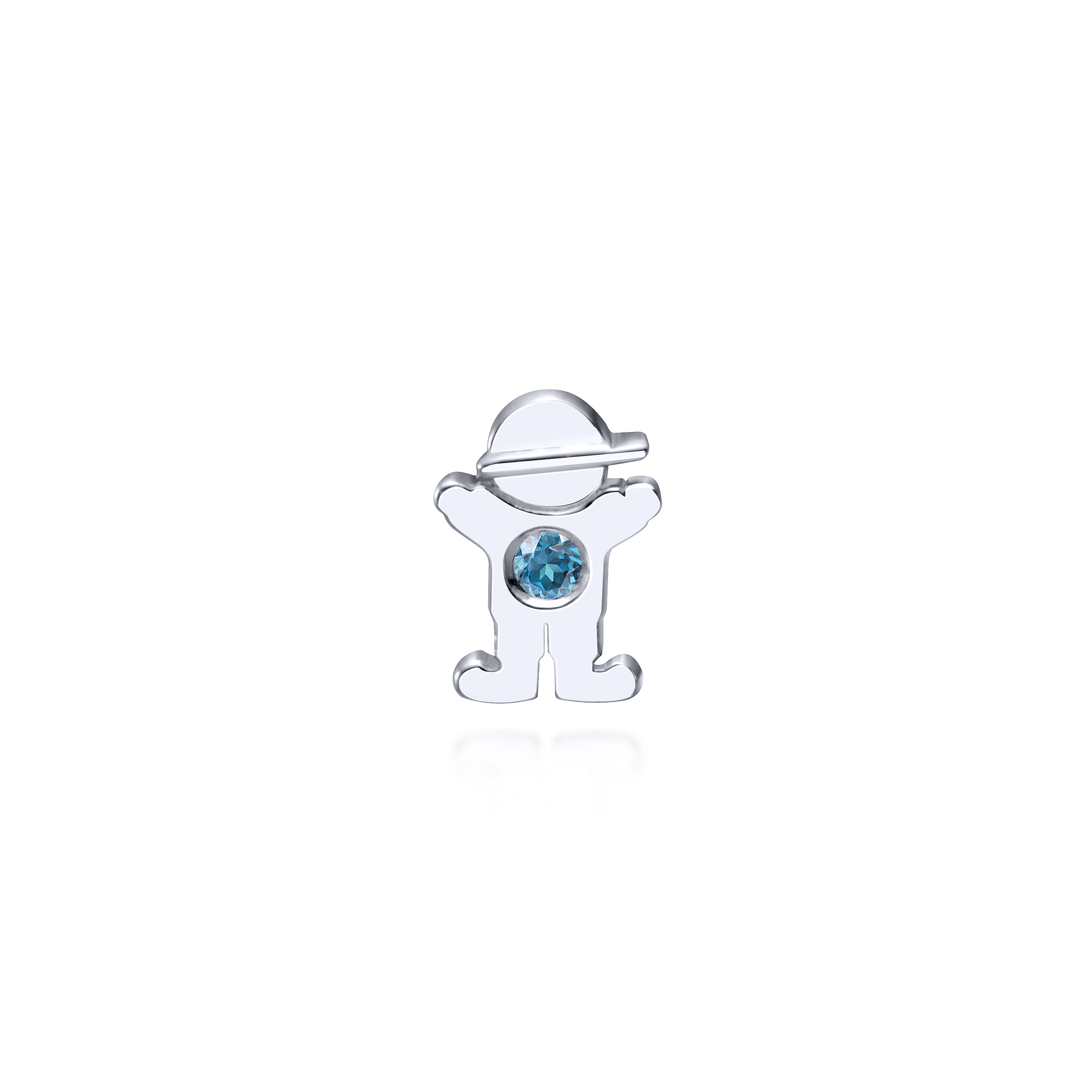925 Silver Swiss Blue Topaz Locket Boy Charm 925 Silver Swiss Blue Topaz Locket Boy Charm