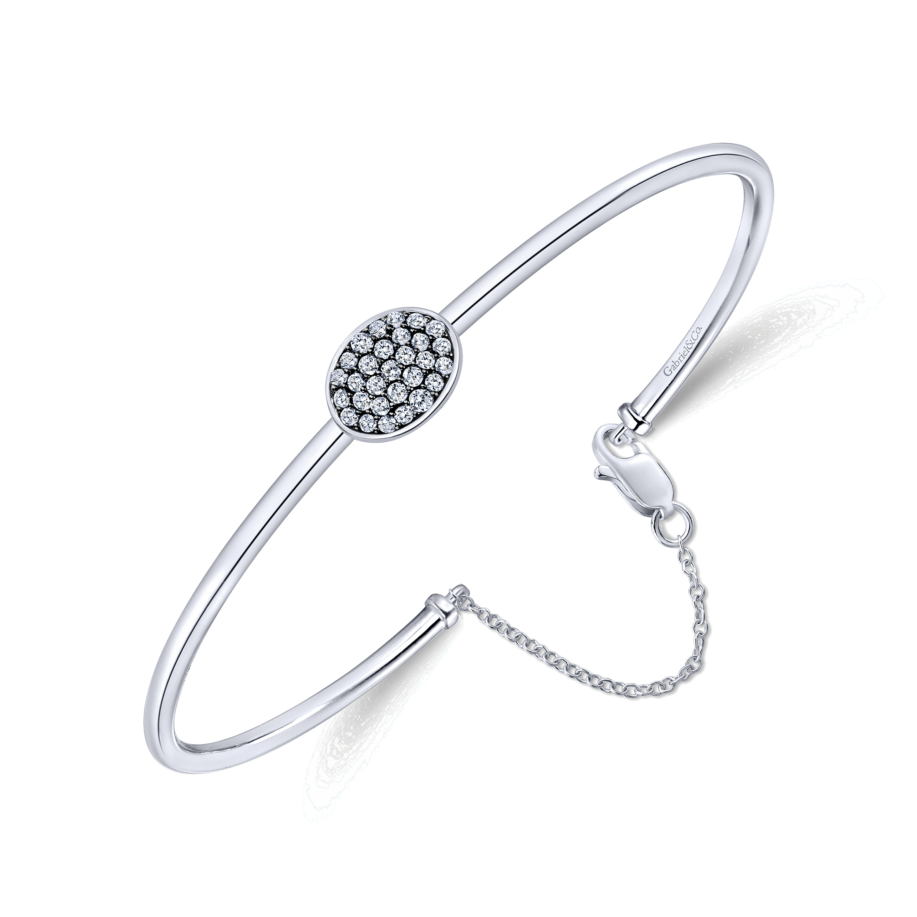 925 Silver White Sapphire Bangle angle 2 925 Silver White Sapphire Bangle angle 2