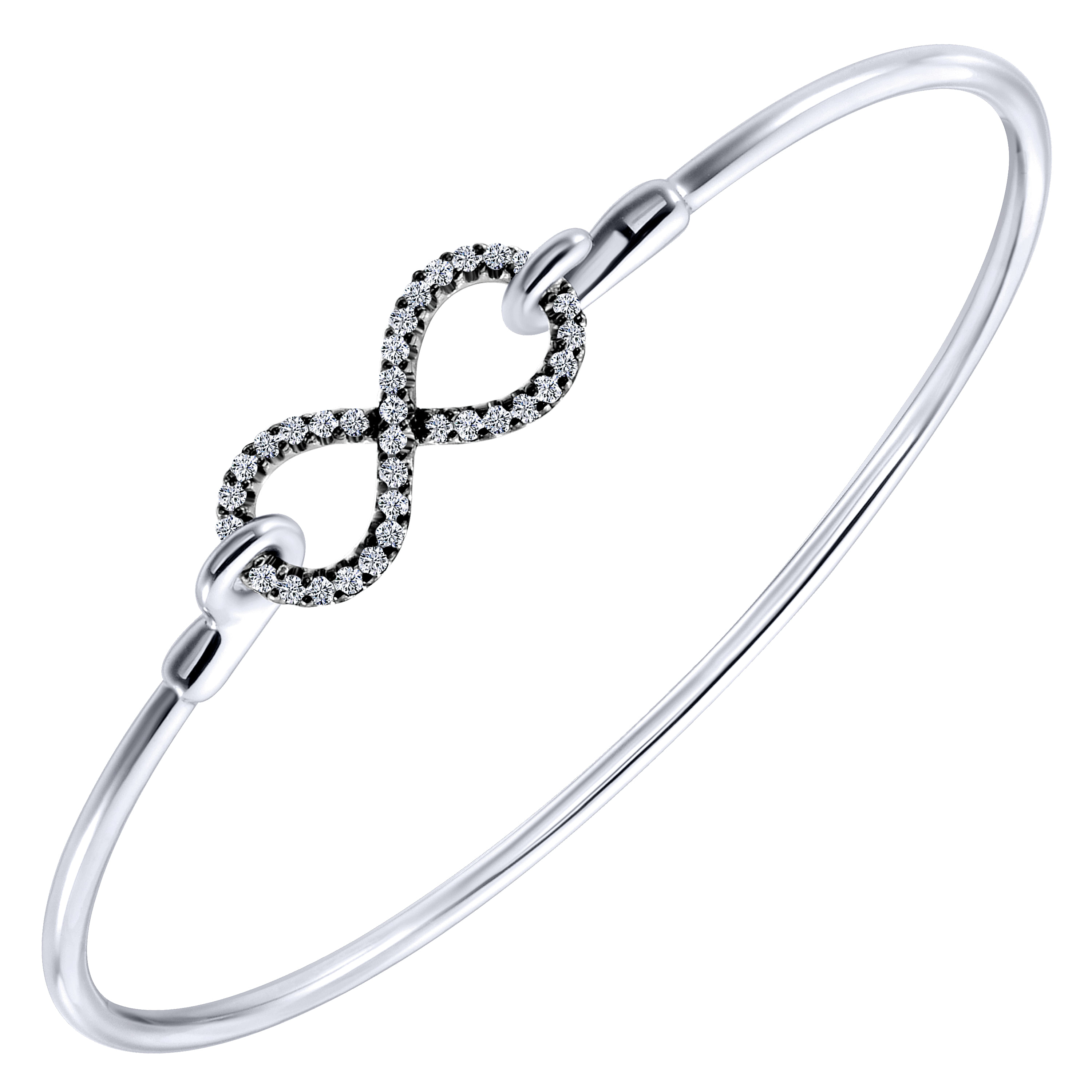 925 Silver White Sapphire Bangle angle 2 925 Silver White Sapphire Bangle angle 2
