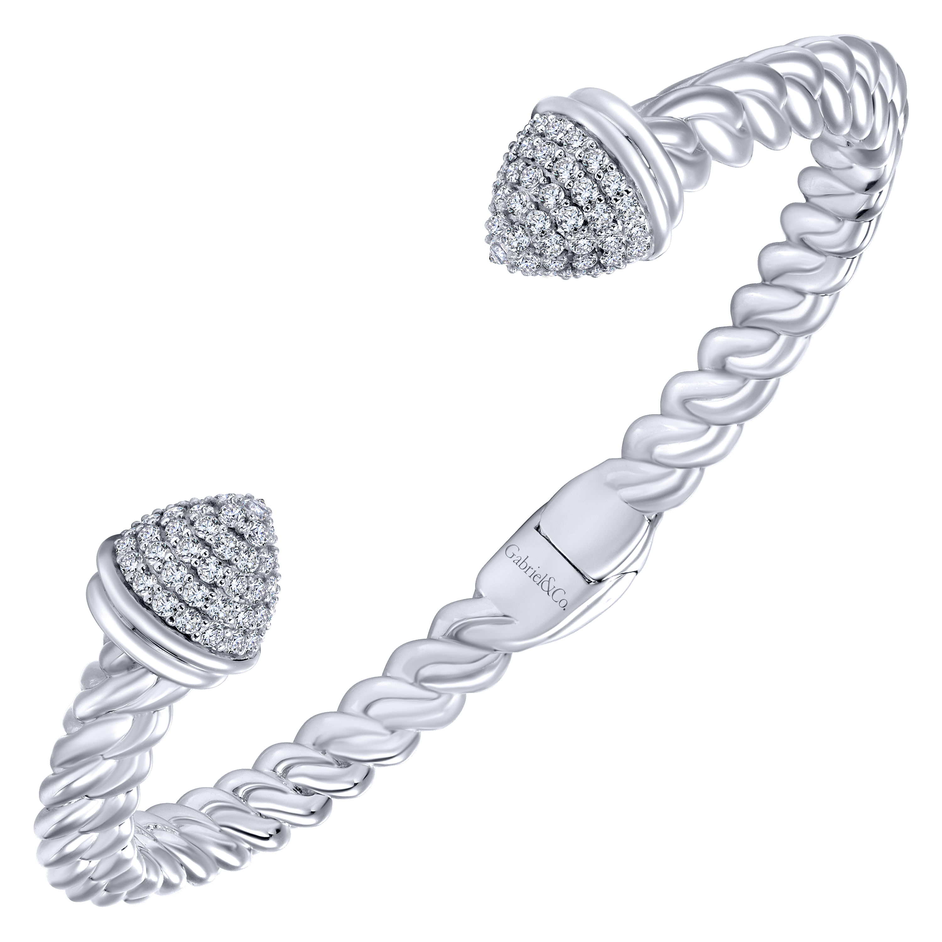 925 Silver White Sapphire Bangle angle 2 925 Silver White Sapphire Bangle angle 2