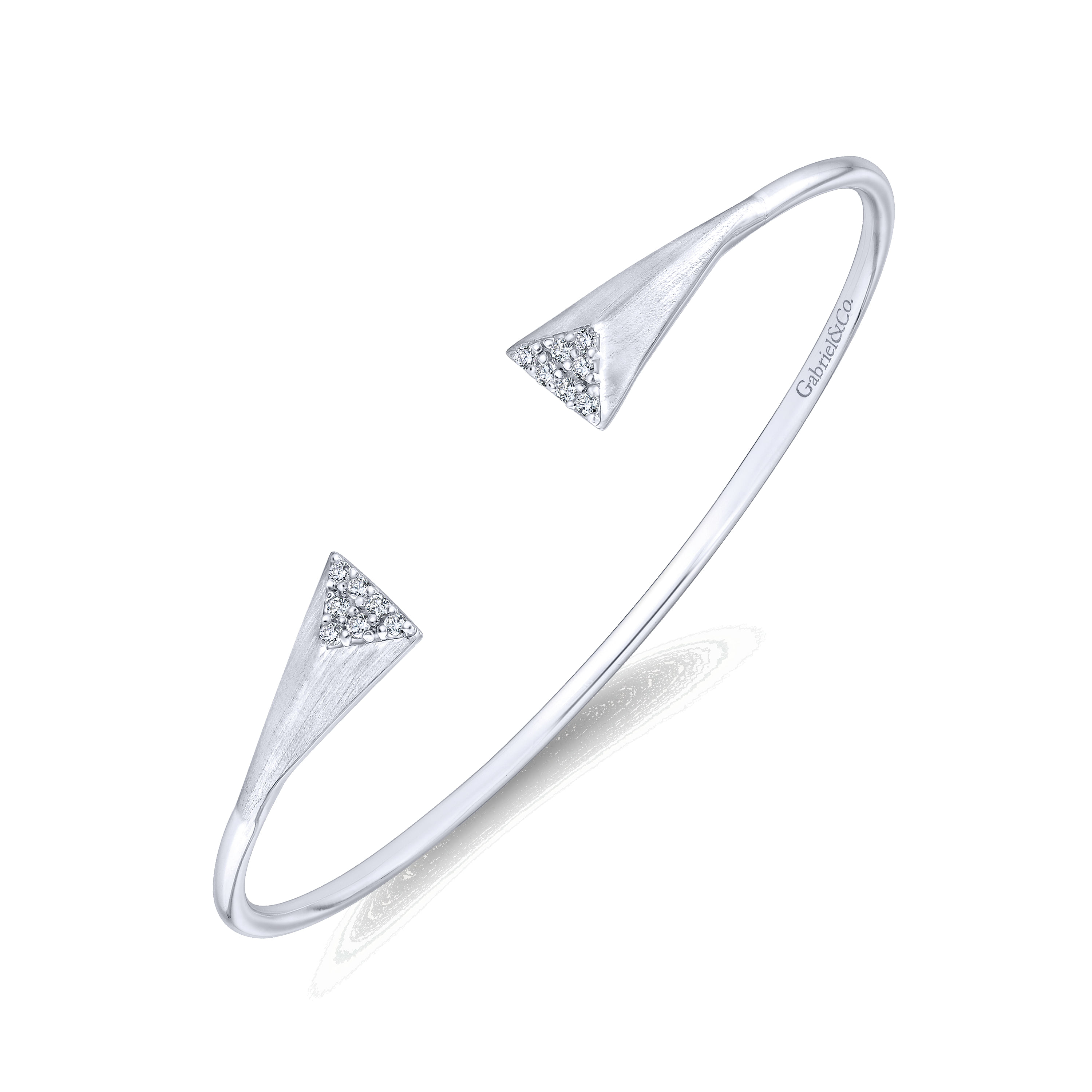 925 Silver White Sapphire Bangle angle 2 925 Silver White Sapphire Bangle angle 2
