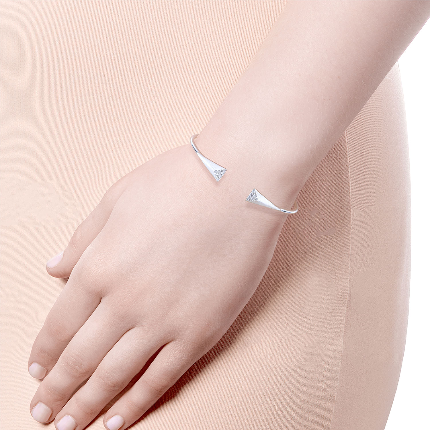 925 Silver White Sapphire Bangle angle 4 925 Silver White Sapphire Bangle angle 4