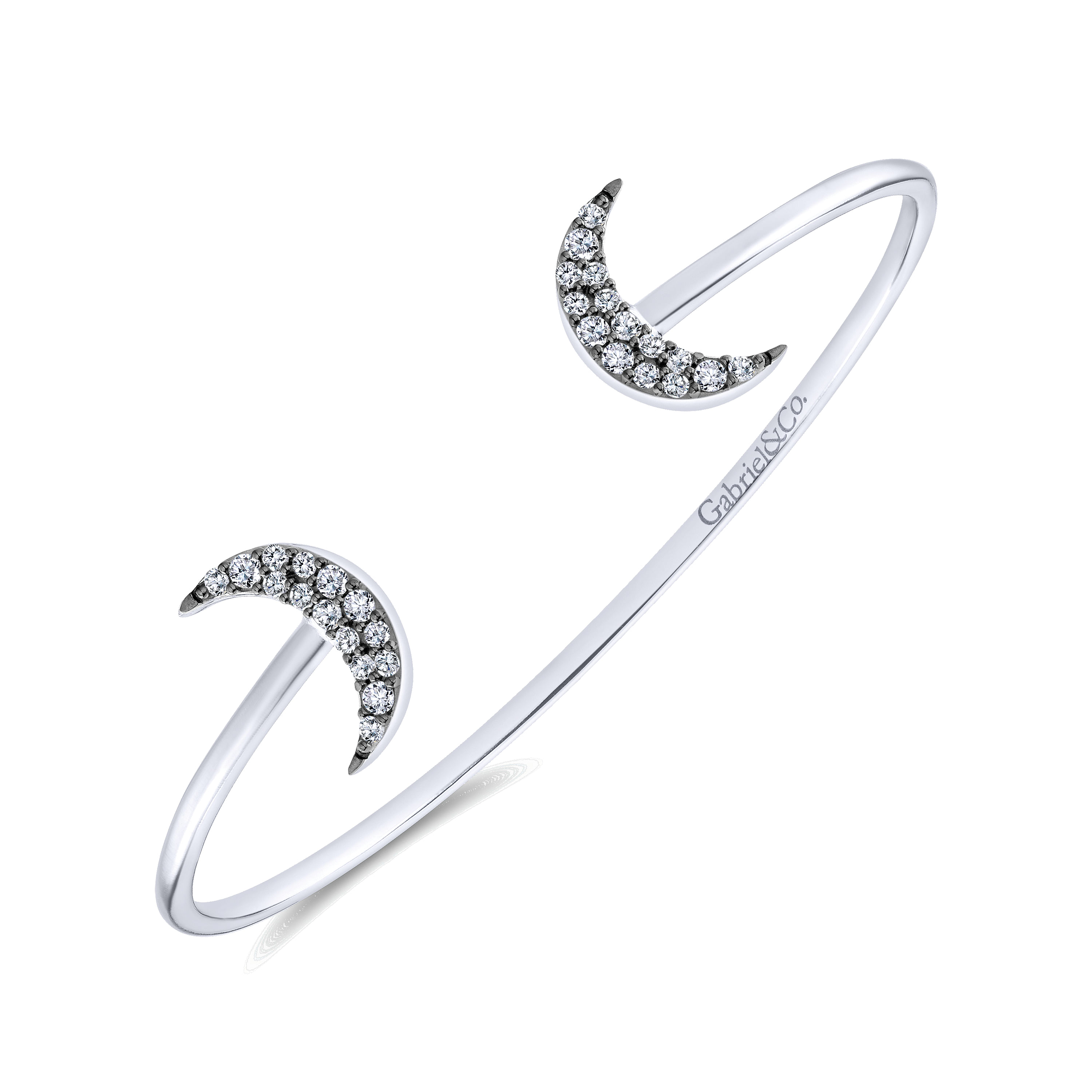 925 Silver White Sapphire Bangle angle 2 925 Silver White Sapphire Bangle angle 2