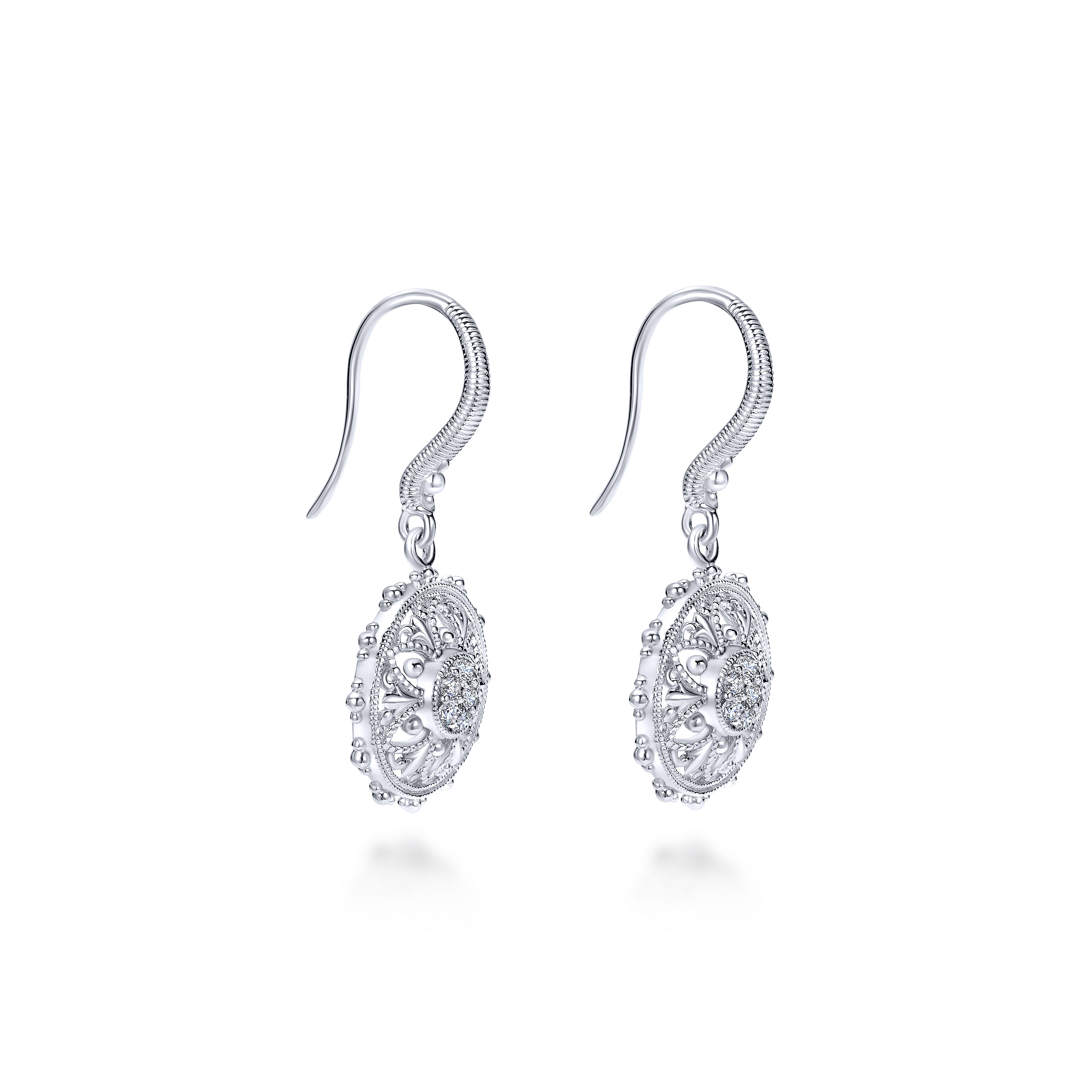 925 Silver White Sapphire Drop Earrings angle 2 925 Silver White Sapphire Drop Earrings angle 2