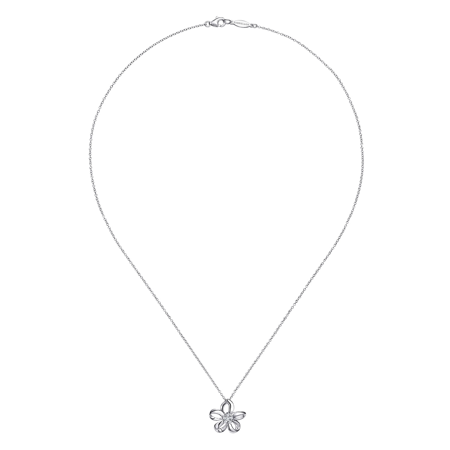 925 Silver White Sapphire Fashion Necklace angle 2 925 Silver White Sapphire Fashion Necklace angle 2