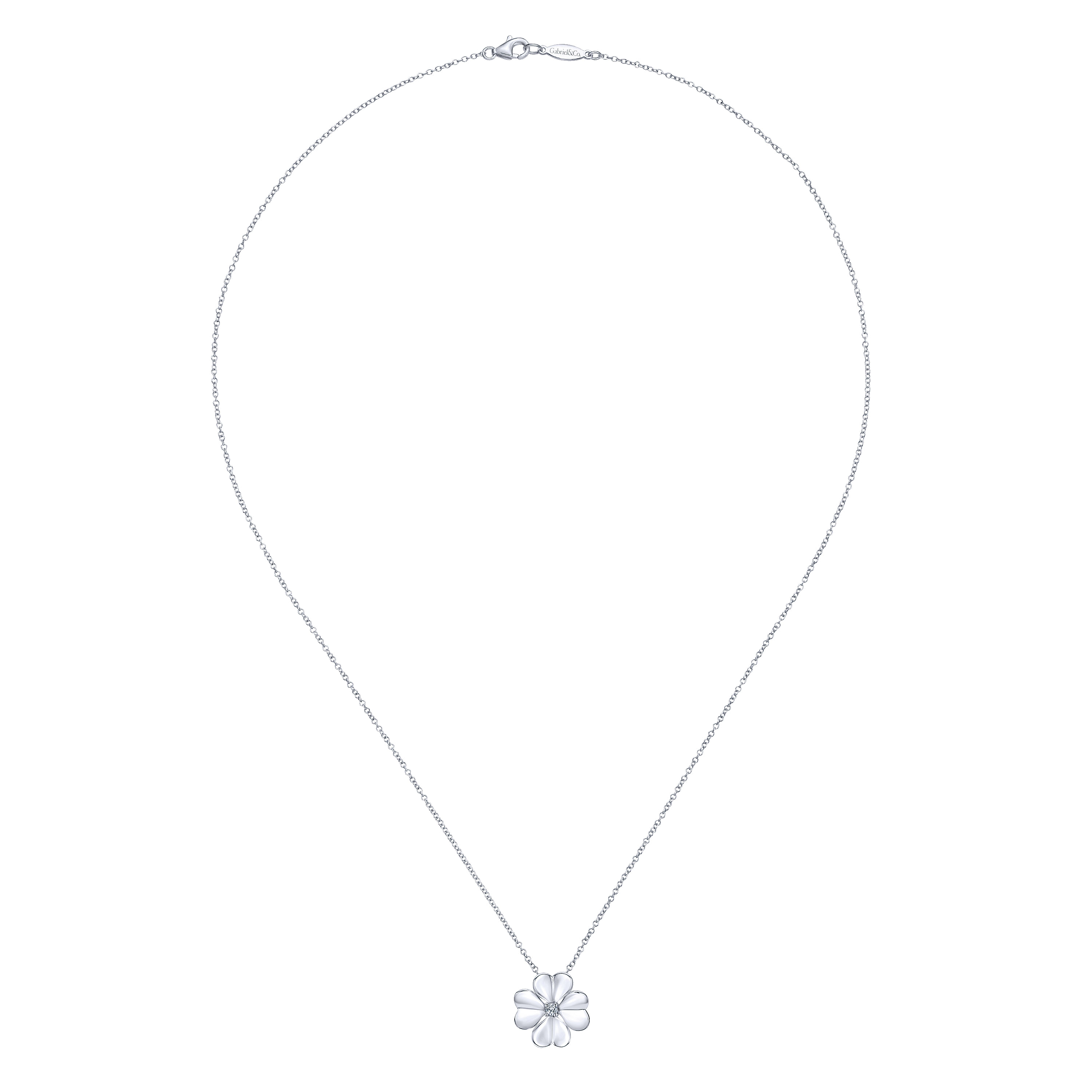 925 Silver White Sapphire Fashion Necklace angle 2 925 Silver White Sapphire Fashion Necklace angle 2
