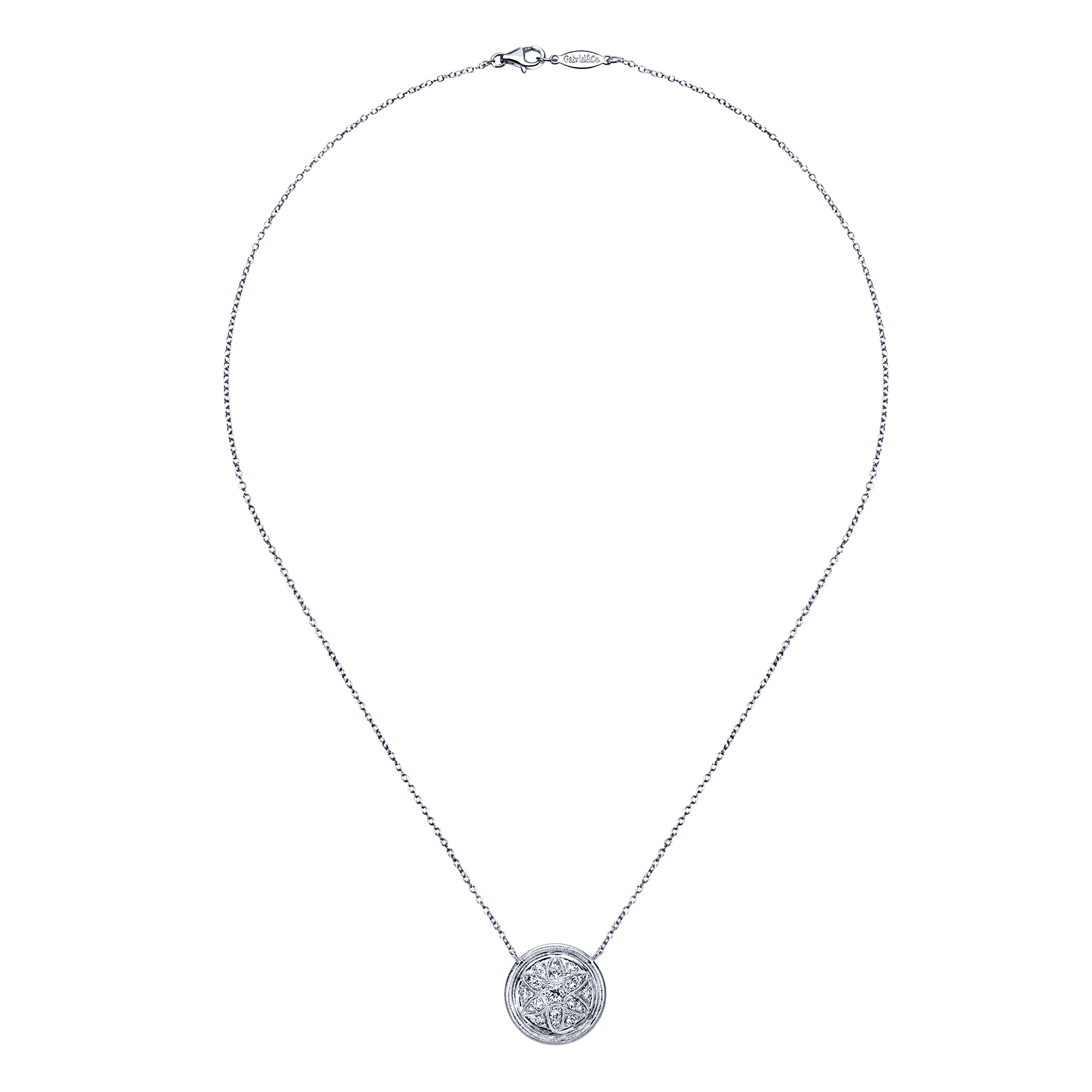 925 Silver White Sapphire Fashion Necklace angle 2 925 Silver White Sapphire Fashion Necklace angle 2