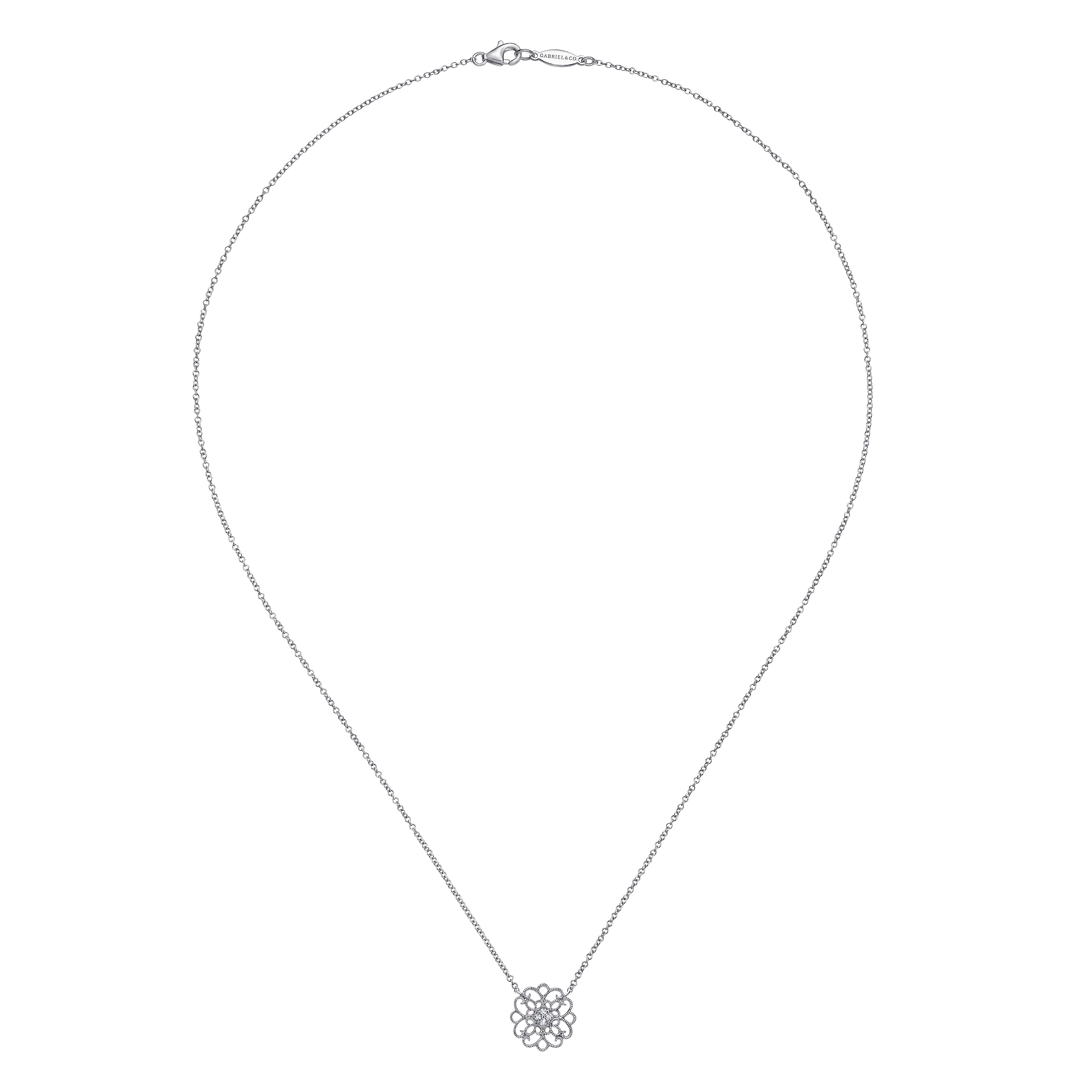 925 Silver White Sapphire Fashion Necklace angle 2 925 Silver White Sapphire Fashion Necklace angle 2
