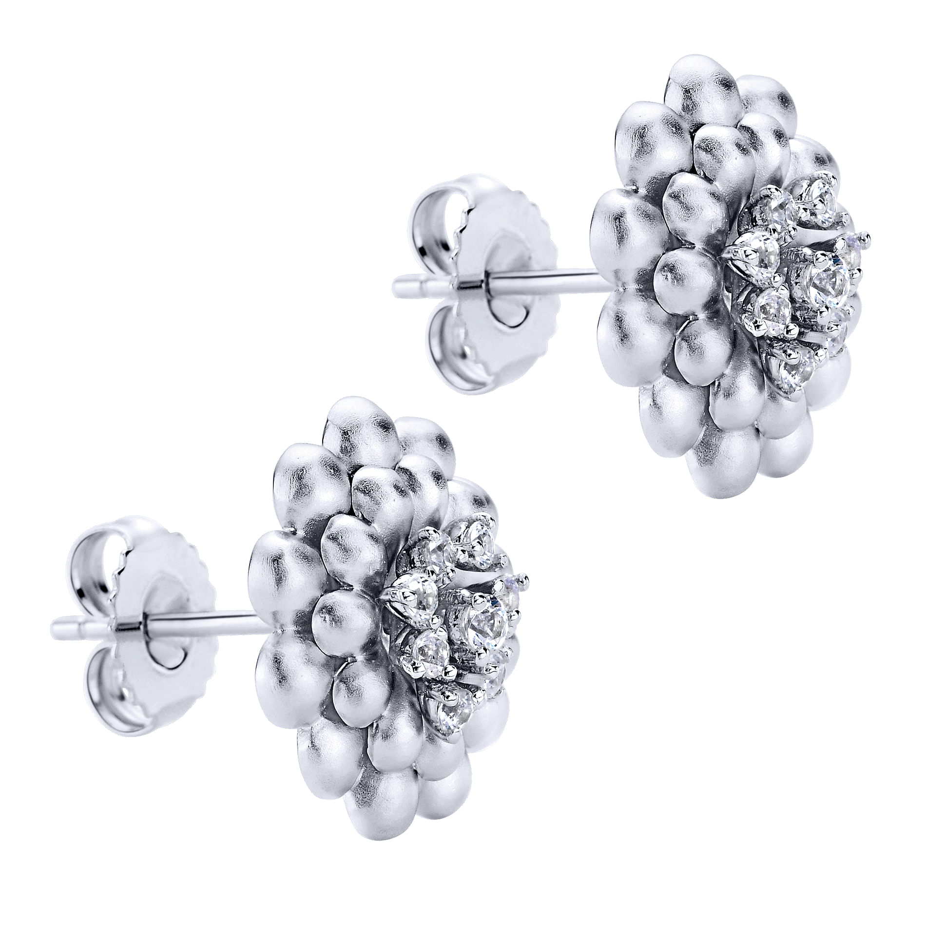 925 Silver White Sapphire Stud Earrings angle 2 925 Silver White Sapphire Stud Earrings angle 2