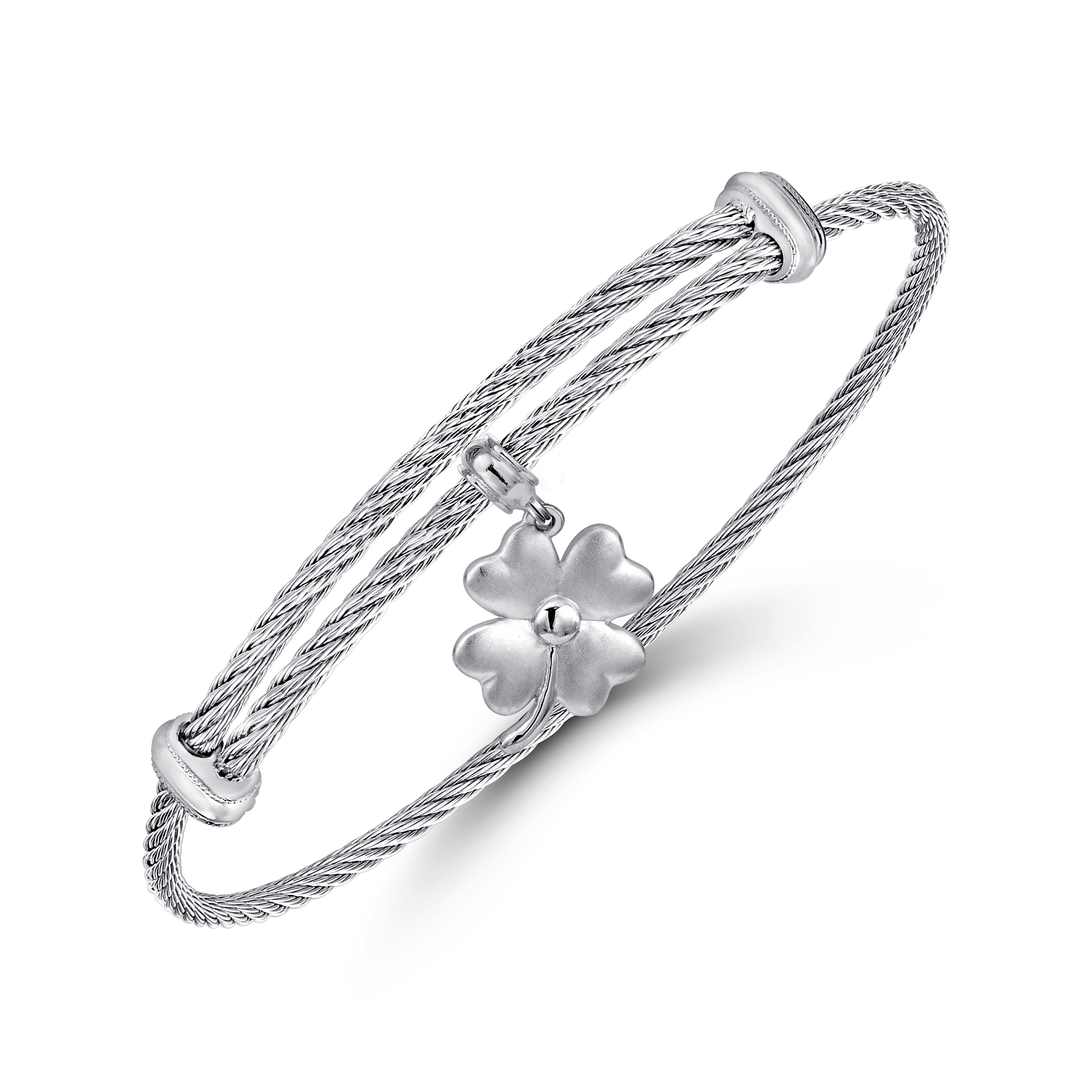 925 Silver/stainless Steel Charm Bangle angle 2 925 Silver/stainless Steel Charm Bangle angle 2