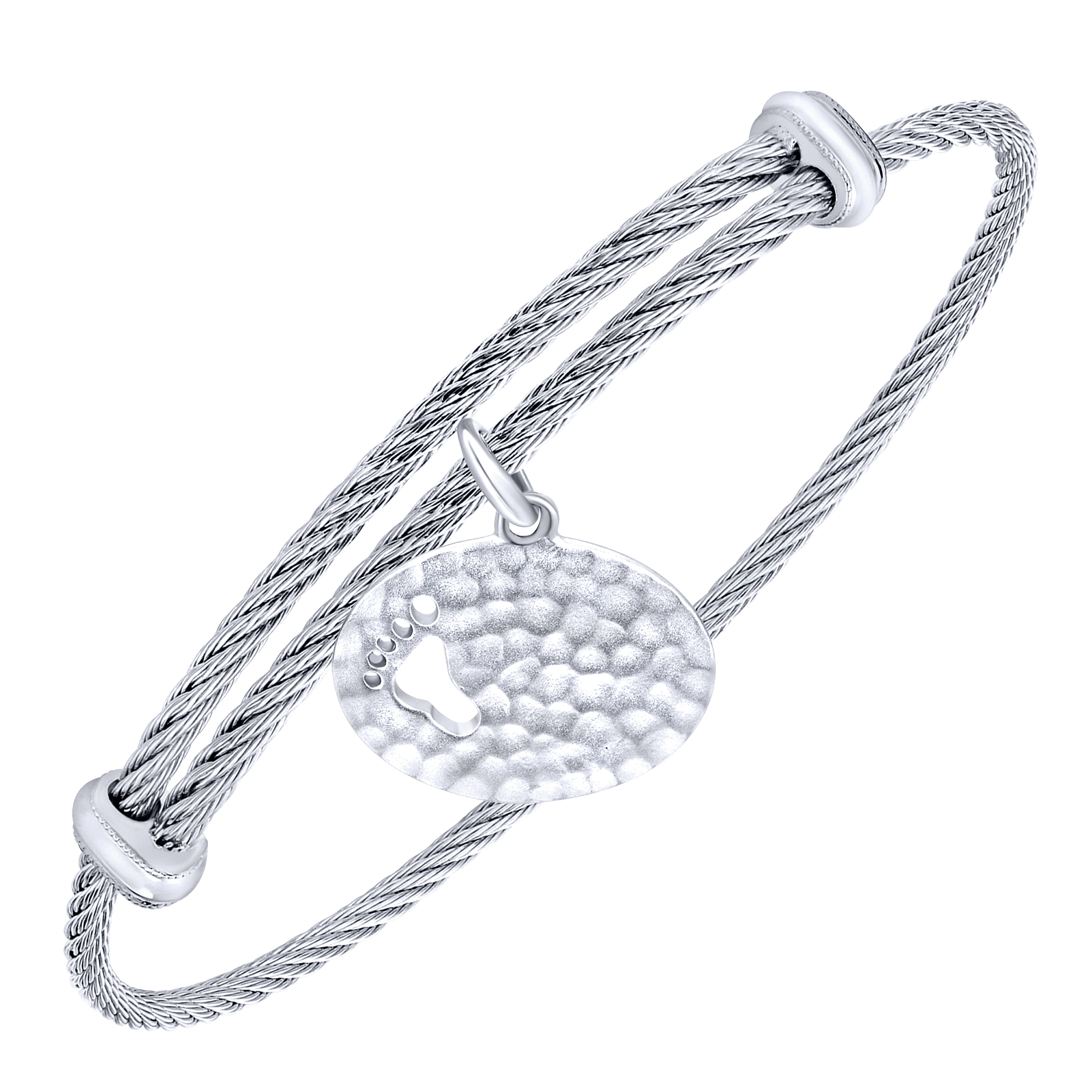 925 Silver/stainless Steel Charm Bangle angle 2 925 Silver/stainless Steel Charm Bangle angle 2