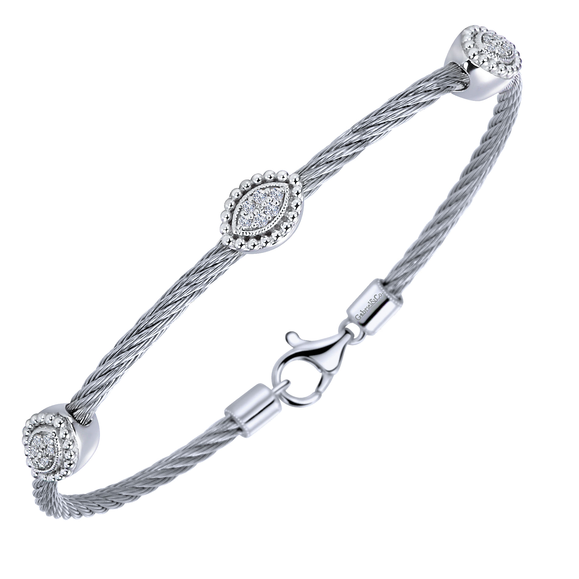 925 Silver/stainless Steel Steel My Heart Bangle angle 2 925 Silver/stainless Steel Steel My Heart Bangle angle 2