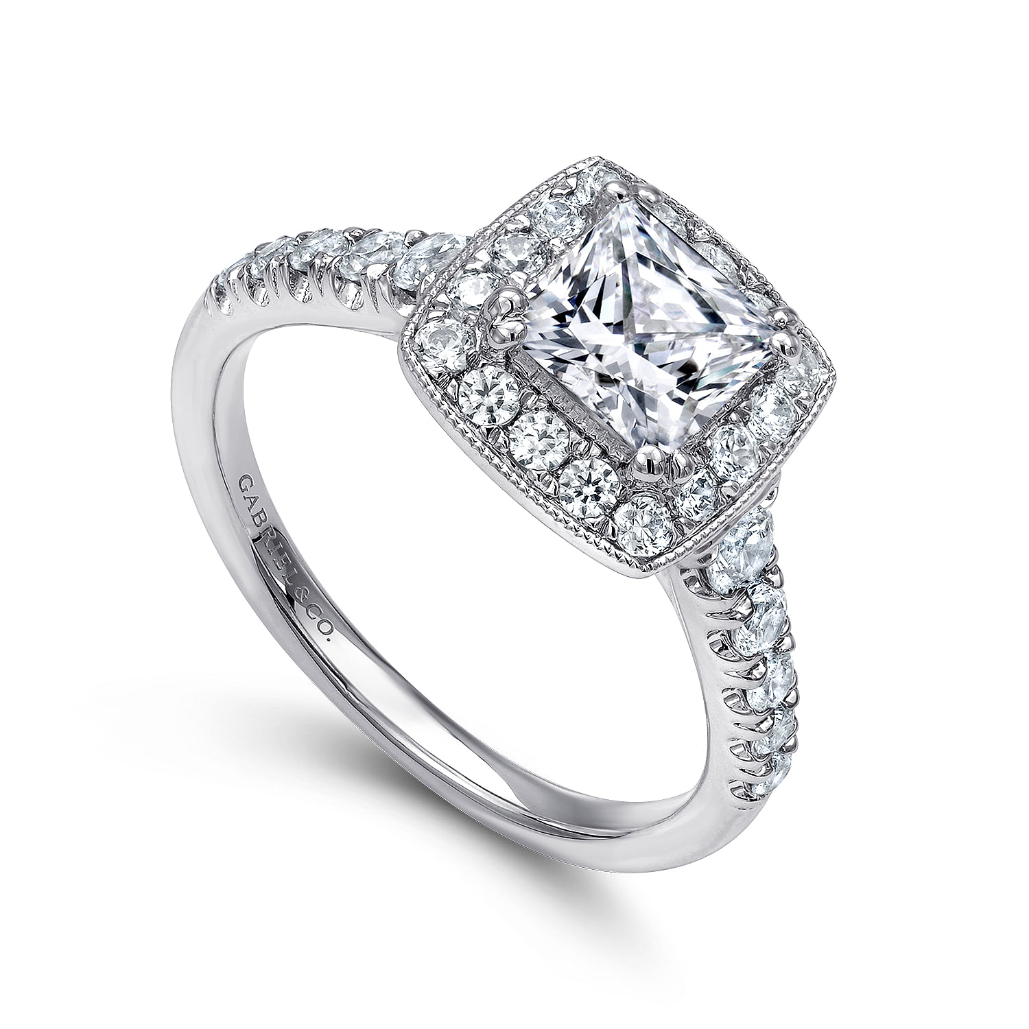Addison 14k White Gold Princess Cut Halo Engagement Ring angle 3 Addison 14k White Gold Princess Cut Halo Engagement Ring angle 3
