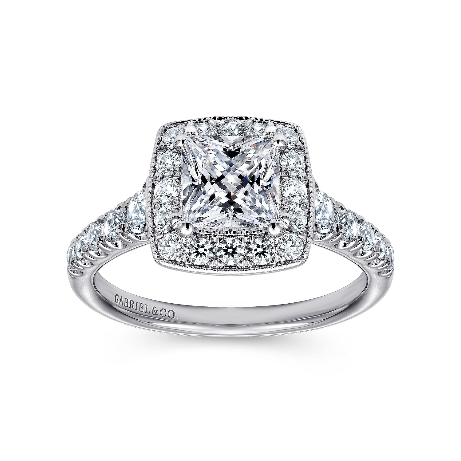 Addison 14k White Gold Princess Cut Halo Engagement Ring angle 5 Addison 14k White Gold Princess Cut Halo Engagement Ring angle 5