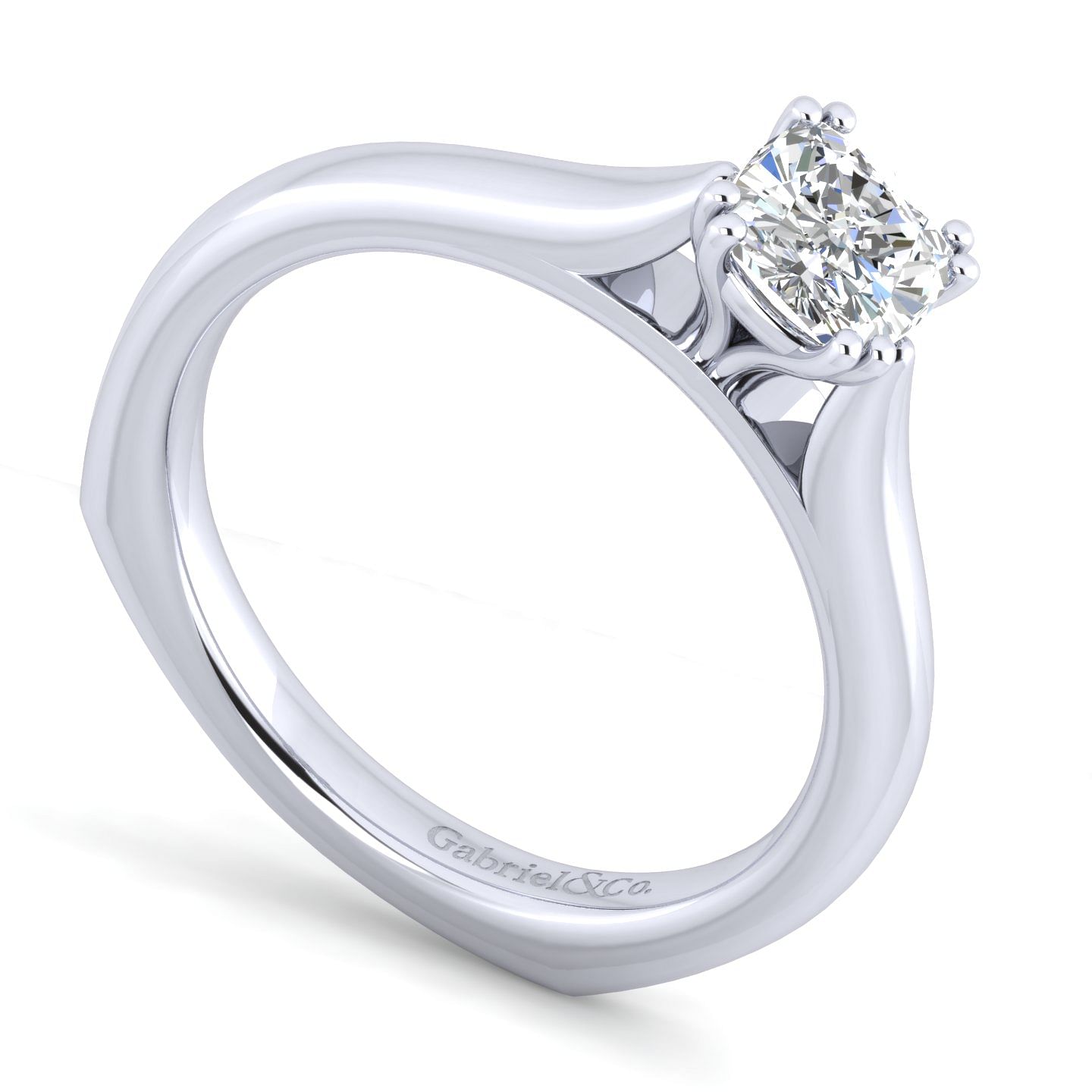 Allie 14k White Gold Cushion Cut Solitaire Engagement Ring angle 3 Allie 14k White Gold Cushion Cut Solitaire Engagement Ring angle 3