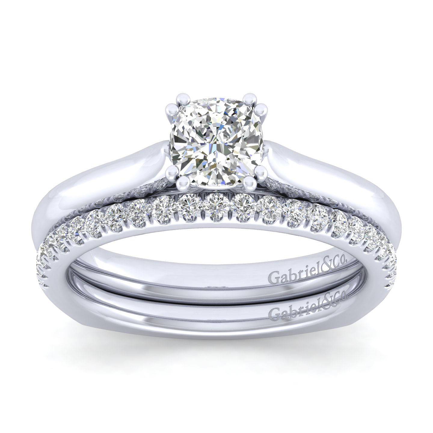Allie 14k White Gold Cushion Cut Solitaire Engagement Ring angle 4 Allie 14k White Gold Cushion Cut Solitaire Engagement Ring angle 4