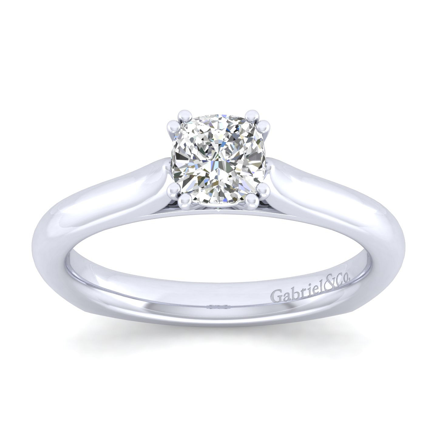 Allie 14k White Gold Cushion Cut Solitaire Engagement Ring angle 5 Allie 14k White Gold Cushion Cut Solitaire Engagement Ring angle 5