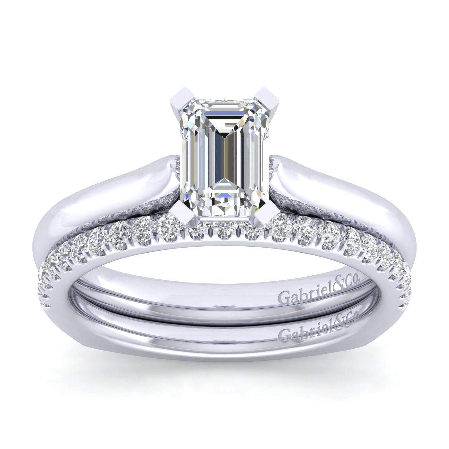 Allie 14k White Gold Emerald Cut Solitaire Engagement Ring angle 4 Allie 14k White Gold Emerald Cut Solitaire Engagement Ring angle 4