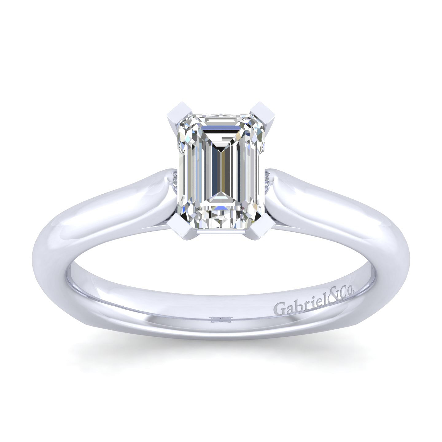 Allie 14k White Gold Emerald Cut Solitaire Engagement Ring angle 5 Allie 14k White Gold Emerald Cut Solitaire Engagement Ring angle 5