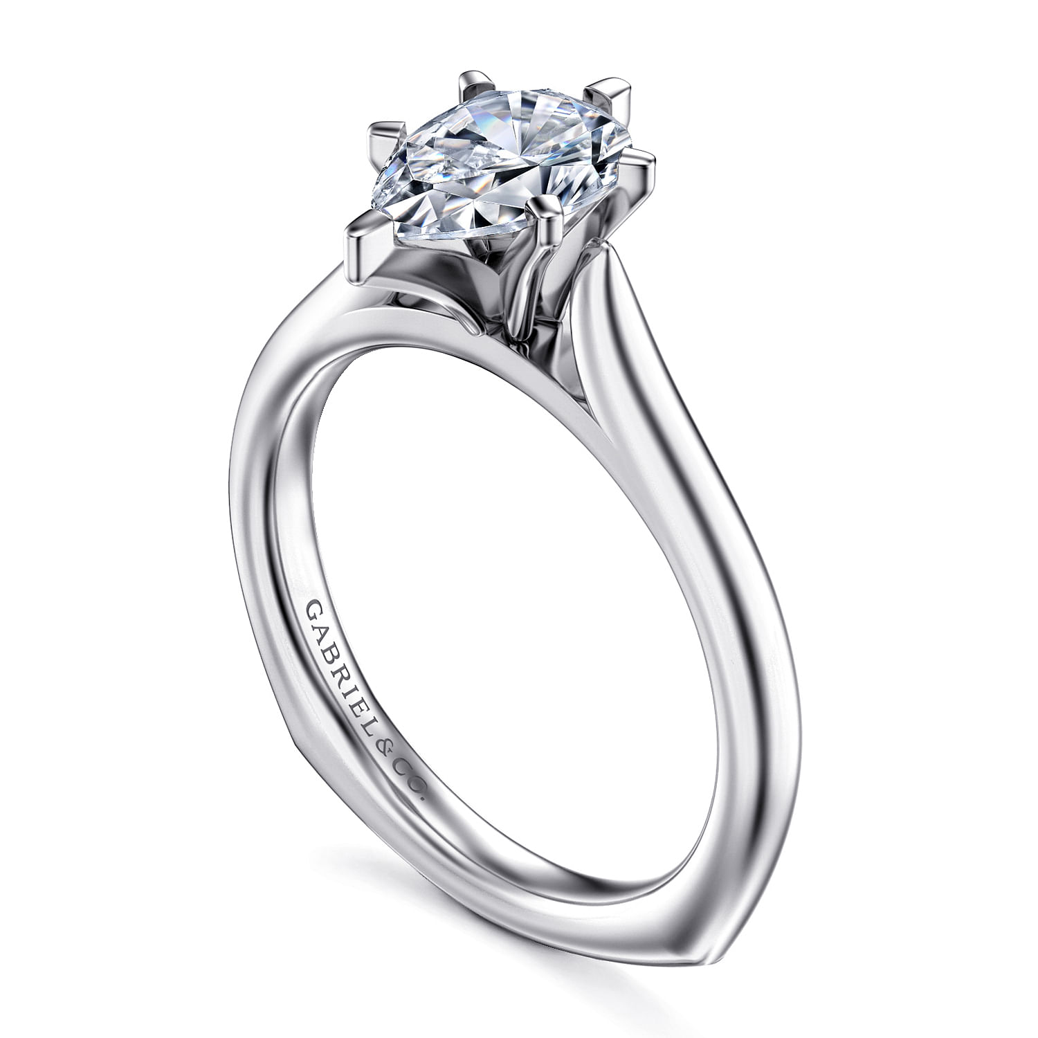 Allie 14k White Gold Pear Shape Solitaire Engagement Ring angle 3 Allie 14k White Gold Pear Shape Solitaire Engagement Ring angle 3