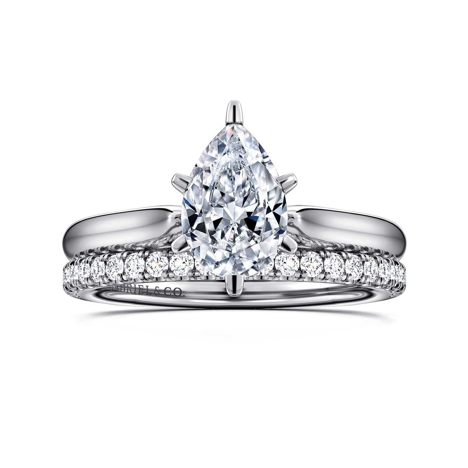 Allie 14k White Gold Pear Shape Solitaire Engagement Ring angle 4 Allie 14k White Gold Pear Shape Solitaire Engagement Ring angle 4