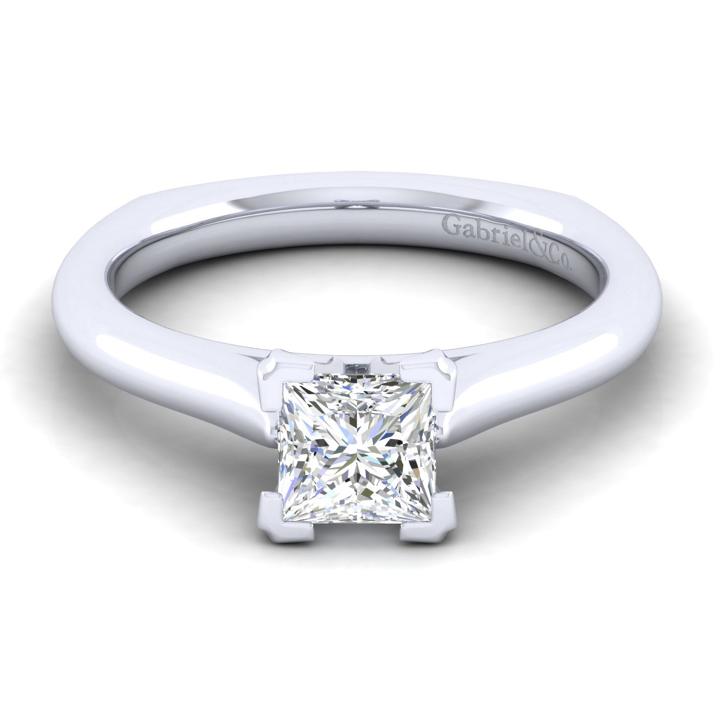 Allie 14k White Gold Princess Cut Solitaire Engagement Ring angle 1 Allie 14k White Gold Princess Cut Solitaire Engagement Ring angle 1