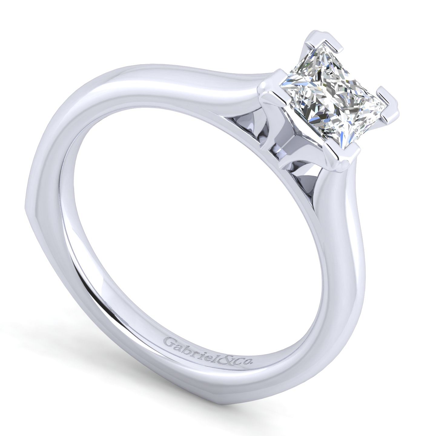 Allie 14k White Gold Princess Cut Solitaire Engagement Ring angle 3 Allie 14k White Gold Princess Cut Solitaire Engagement Ring angle 3