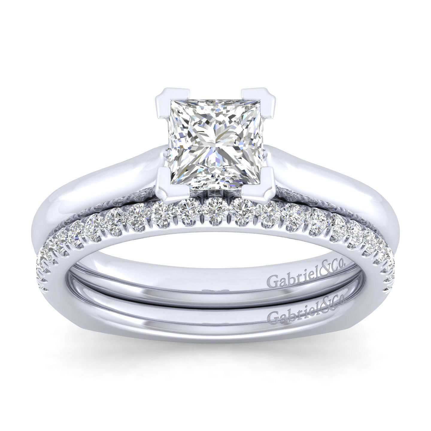 Allie 14k White Gold Princess Cut Solitaire Engagement Ring angle 4 Allie 14k White Gold Princess Cut Solitaire Engagement Ring angle 4
