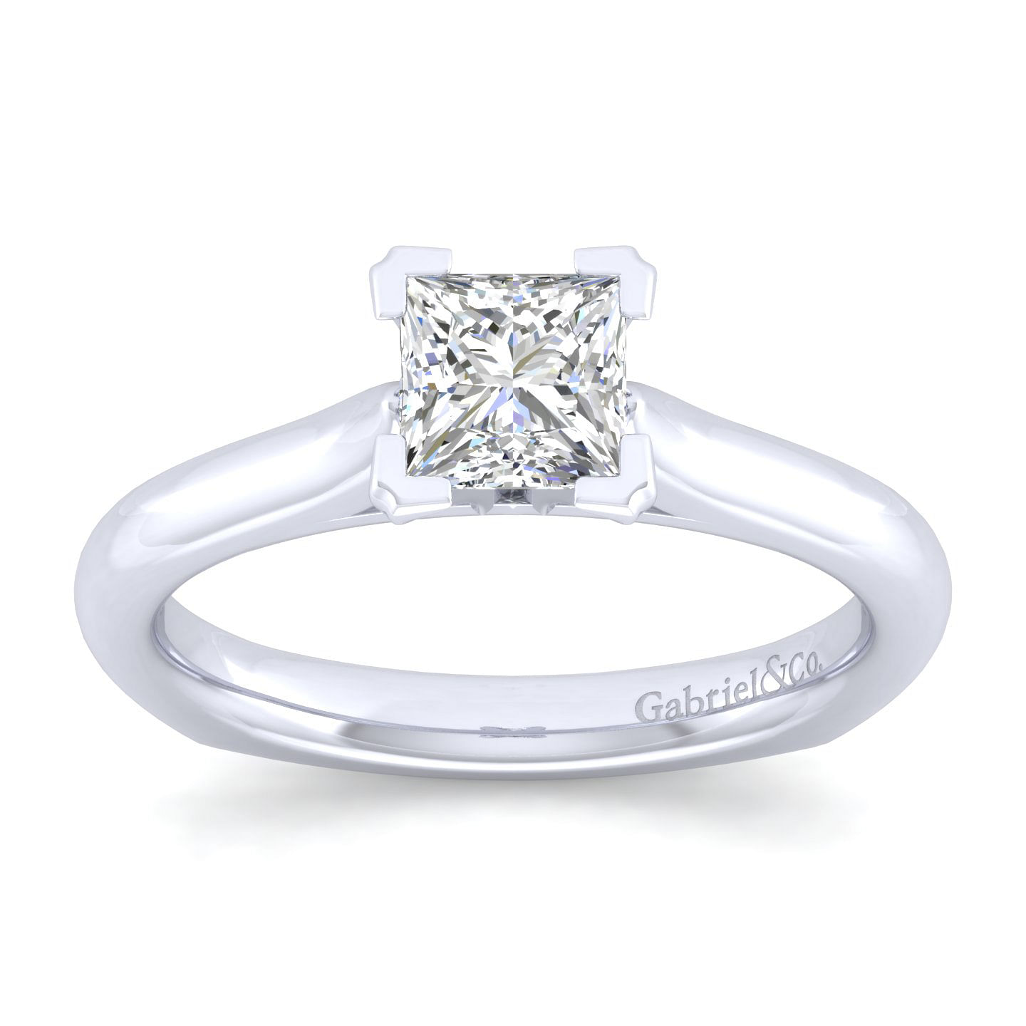 Allie 14k White Gold Princess Cut Solitaire Engagement Ring angle 5 Allie 14k White Gold Princess Cut Solitaire Engagement Ring angle 5