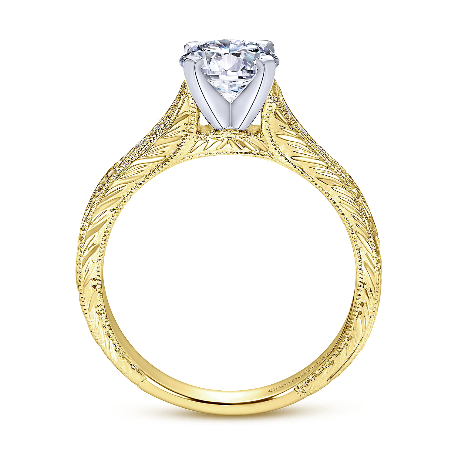 Audra 14k Yellow And White Gold Round Straight Engagement Ring angle 2 Audra 14k Yellow And White Gold Round Straight Engagement Ring angle 2