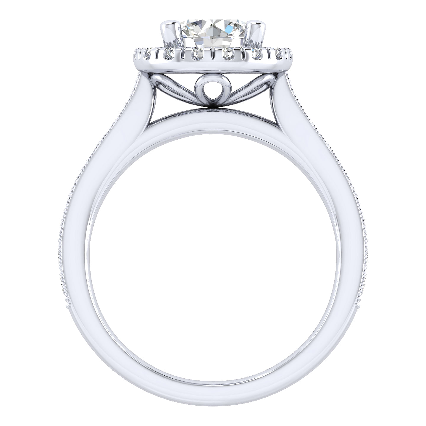 Bernadette 14k White Gold Round Halo Engagement Ring angle 2 Bernadette 14k White Gold Round Halo Engagement Ring angle 2